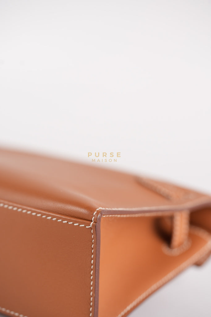 Kelly Pochette in Gold Swift Leather and Gold Hardware Stamp Y (2020) | Purse Maison Luxury Bags Shop