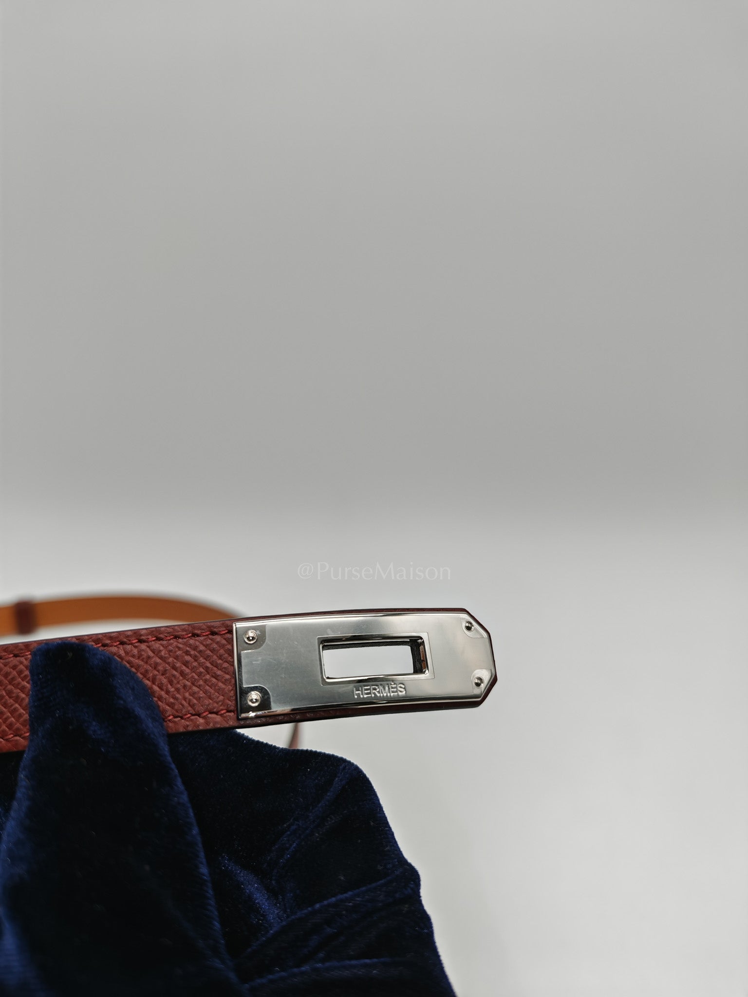 Kelly Pocket Belt in Rouge H Epsom Leather in Palladium Hardware Stamp K(2026) | Purse Maison Luxury Bags Shop