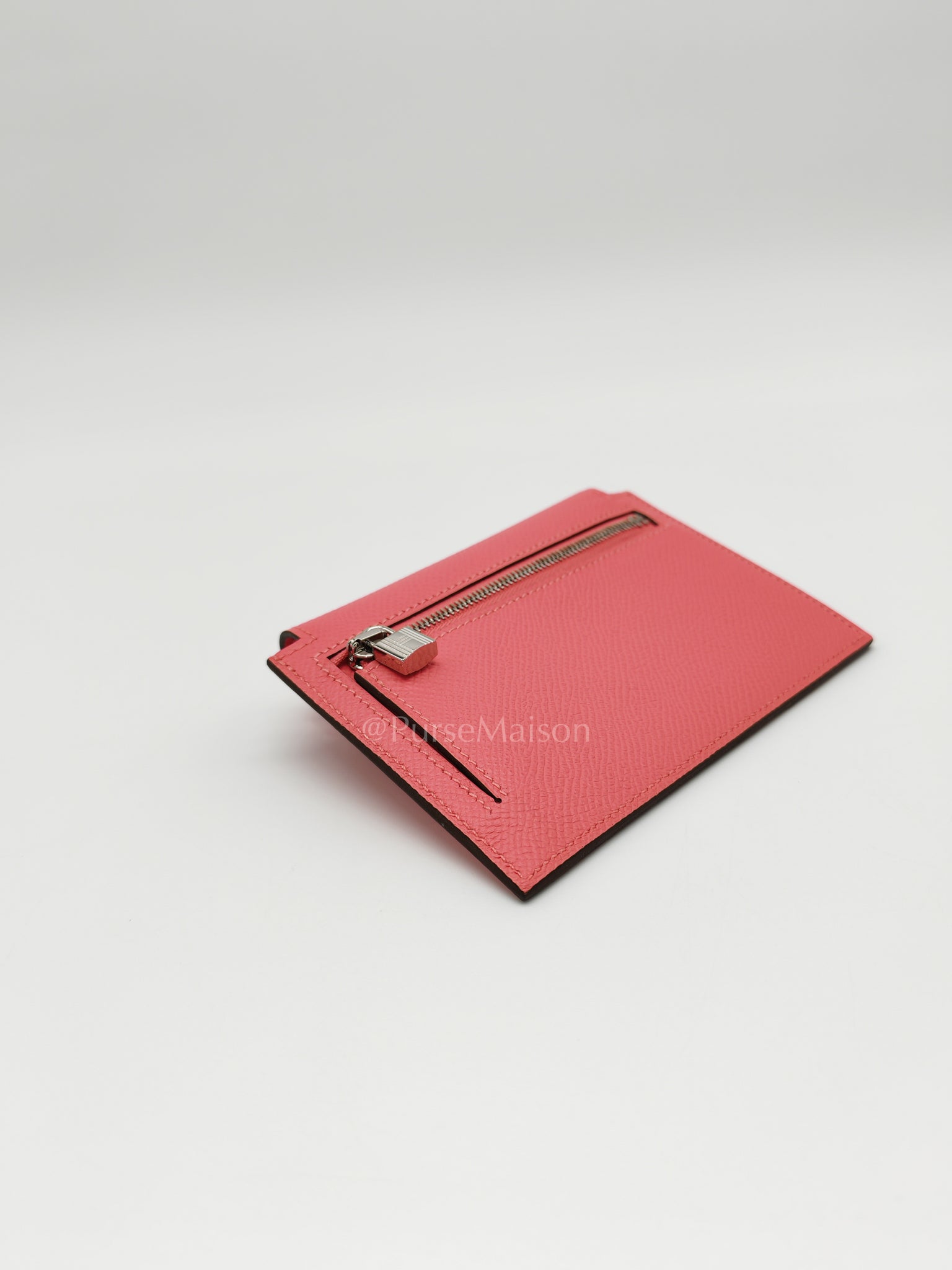 Kelly Pocket Compact Wallet Pink Epsom Leather in Palladium Hardware Stamp Y(2020) | Purse Maison Luxury Bags Shop