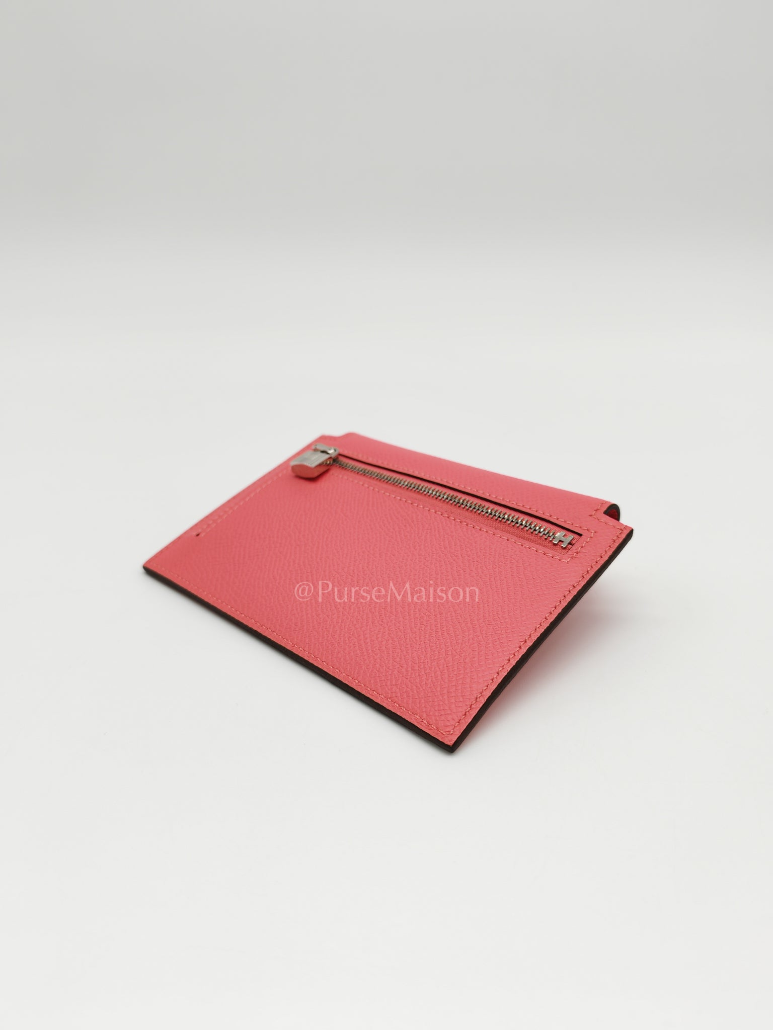 Kelly Pocket Compact Wallet Pink Epsom Leather in Palladium Hardware Stamp Y(2020) | Purse Maison Luxury Bags Shop