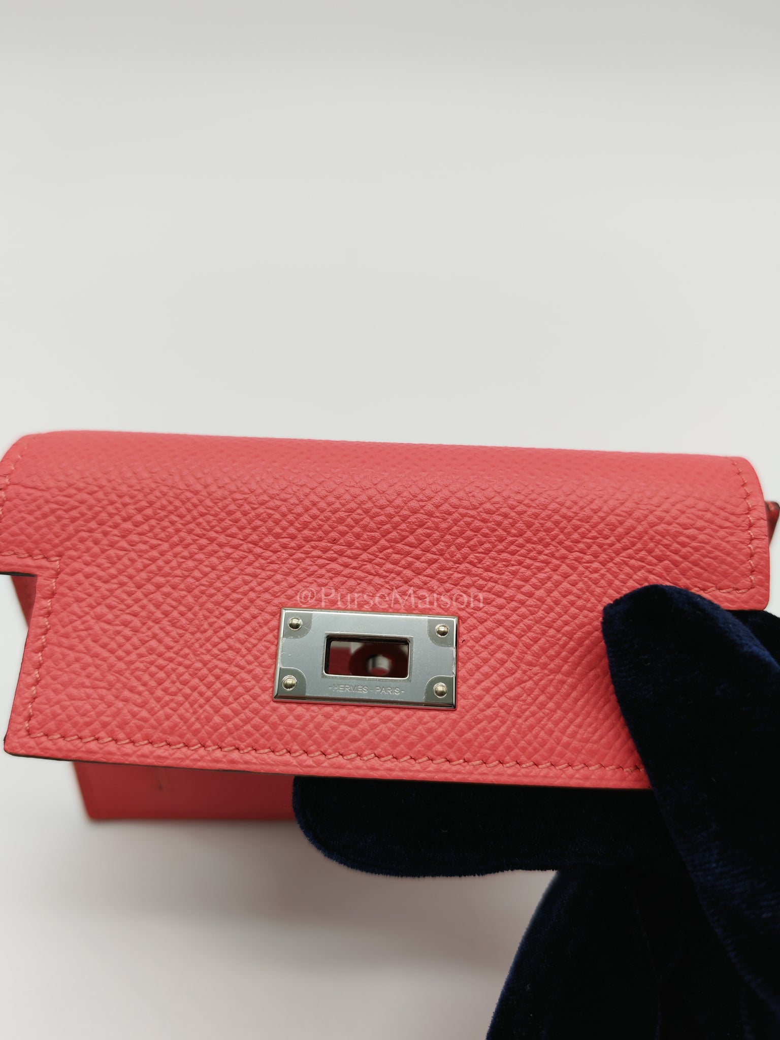 Kelly Pocket Compact Wallet Pink Epsom Leather in Palladium Hardware Stamp Y(2020) | Purse Maison Luxury Bags Shop