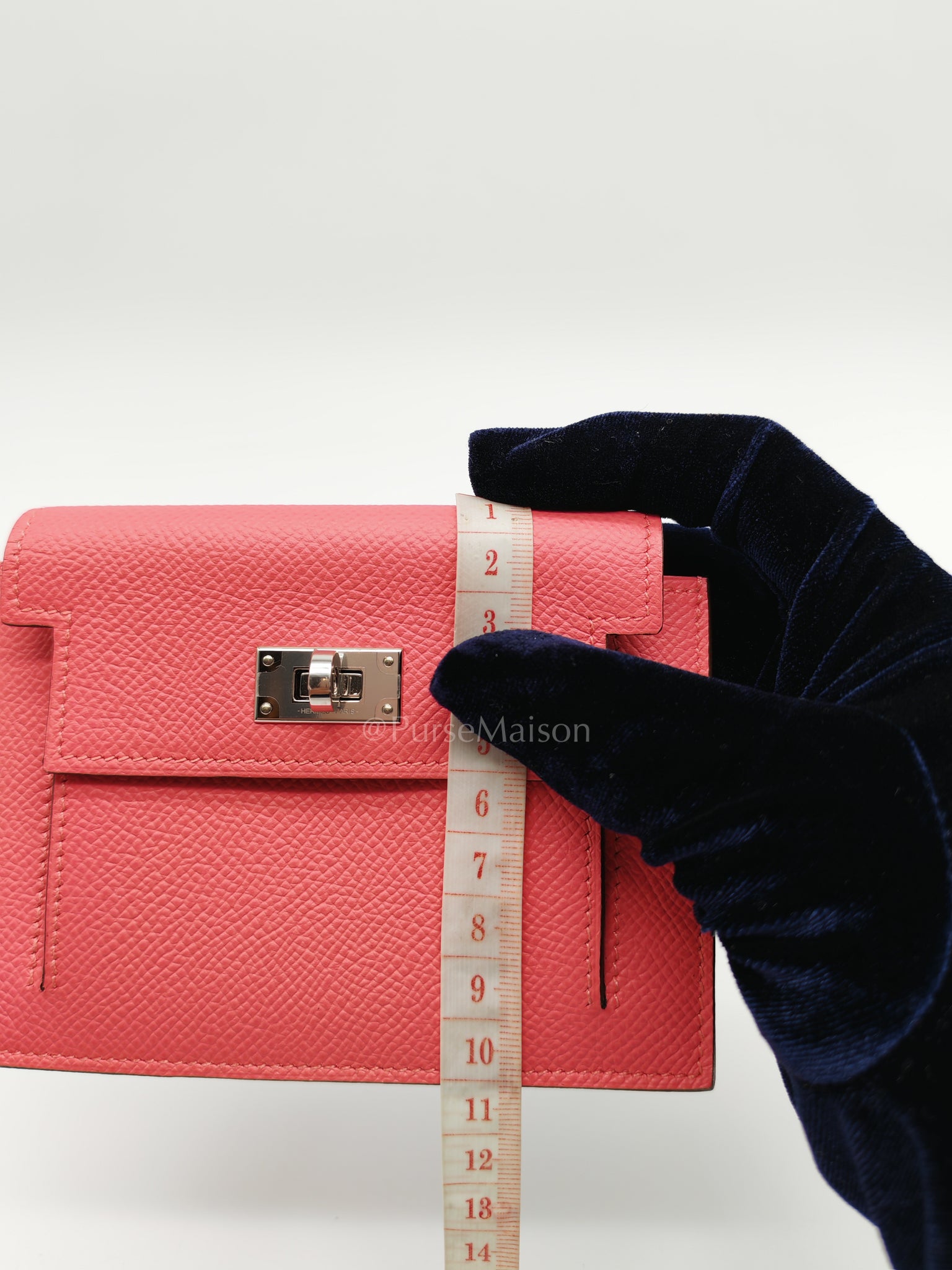Kelly Pocket Compact Wallet Pink Epsom Leather in Palladium Hardware Stamp Y(2020) | Purse Maison Luxury Bags Shop