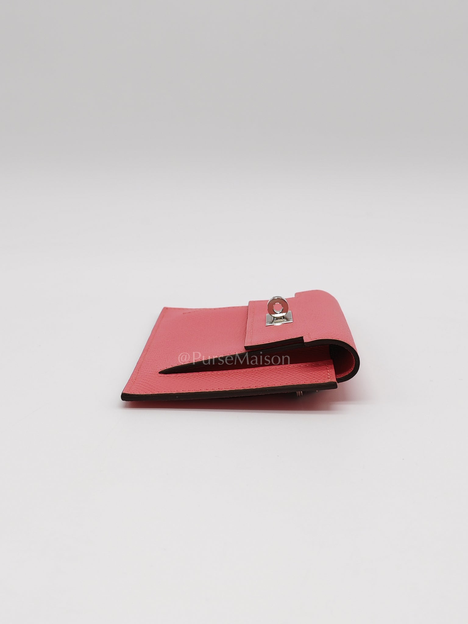 Kelly Pocket Compact Wallet Pink Epsom Leather in Palladium Hardware Stamp Y(2020) | Purse Maison Luxury Bags Shop