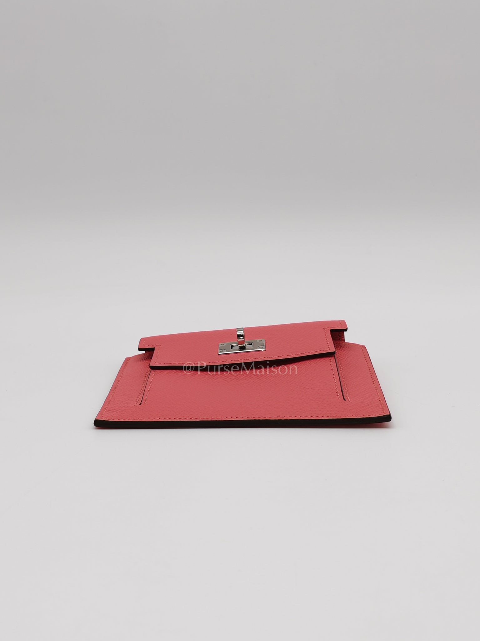 Kelly Pocket Compact Wallet Pink Epsom Leather in Palladium Hardware Stamp Y(2020) | Purse Maison Luxury Bags Shop