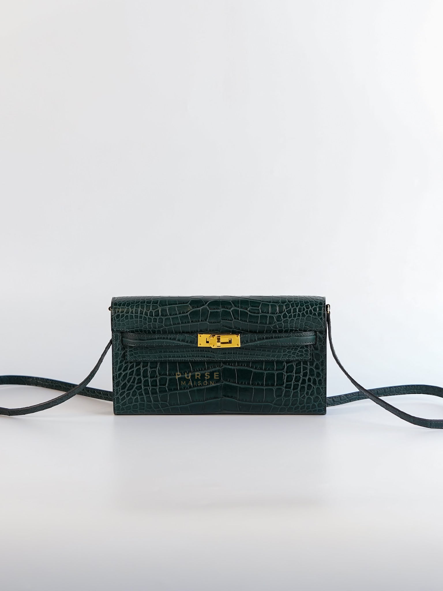 Kelly To Go Alligator Gold Hardware Stamp U | Purse Maison Luxury Bags Shop