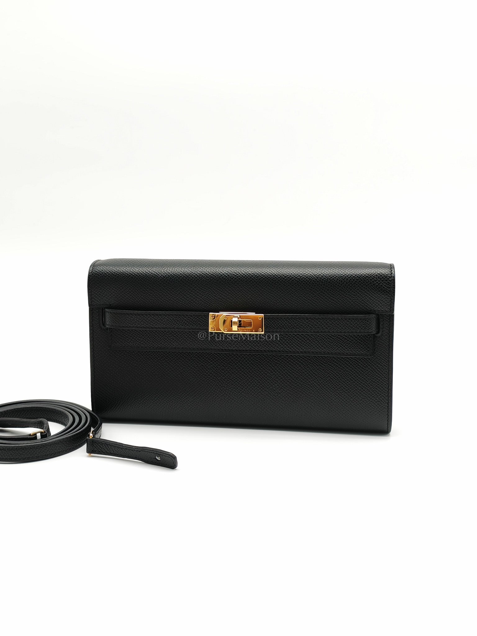 Kelly To Go Black in Epsom Leather and Gold Hardware Stamp Y (2020) | Purse Maison Luxury Bags Shop