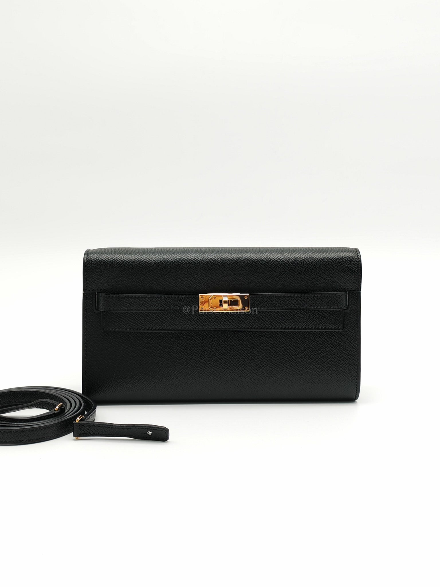 Kelly To Go Black in Epsom Leather and Gold Hardware Stamp Y (2020) | Purse Maison Luxury Bags Shop