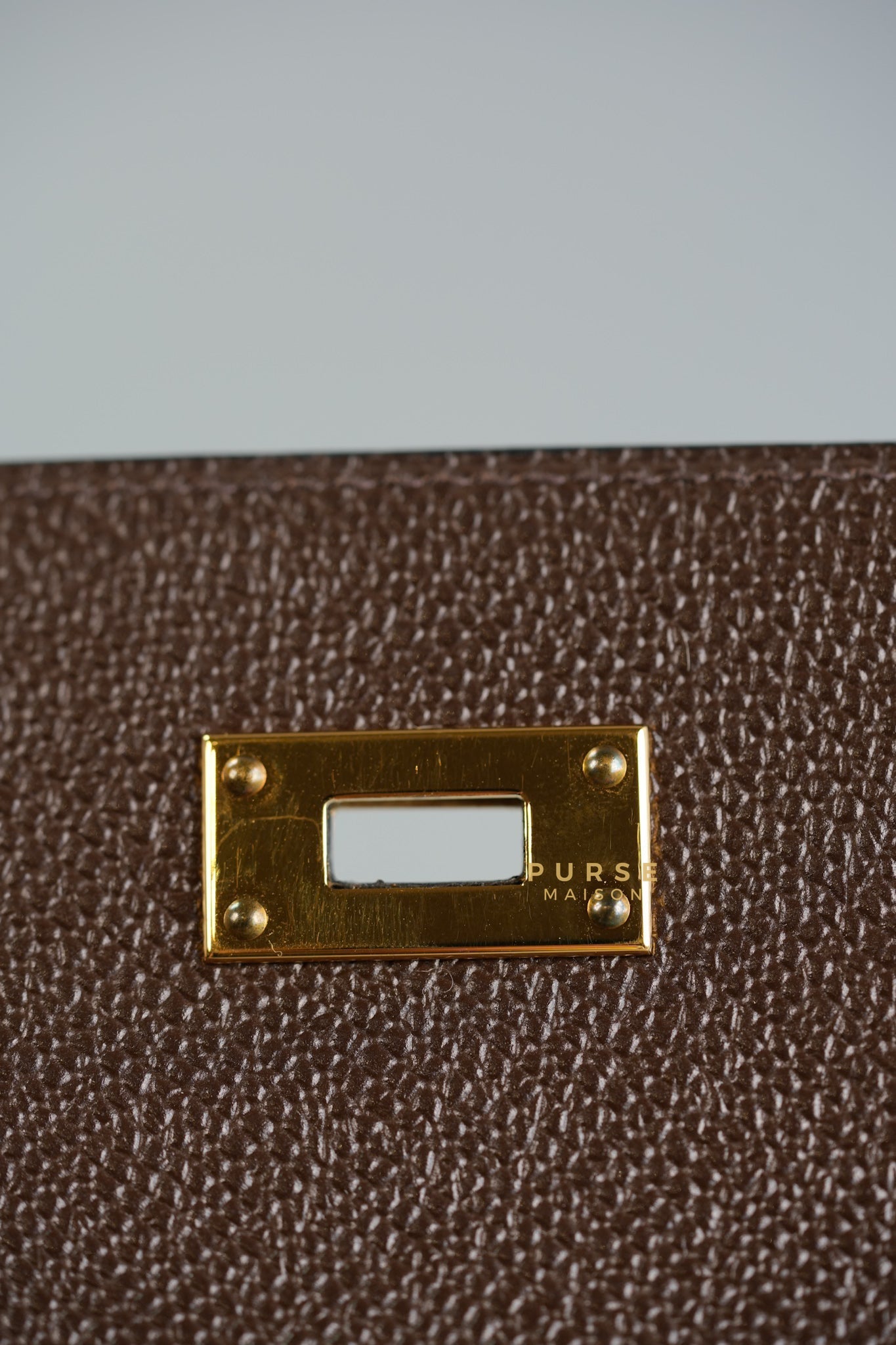 Kelly Wallet To Go Chocolate Brown Epsom Leather & Gold Hardware Stamp U (2022) | Purse Maison Luxury Bags Shop