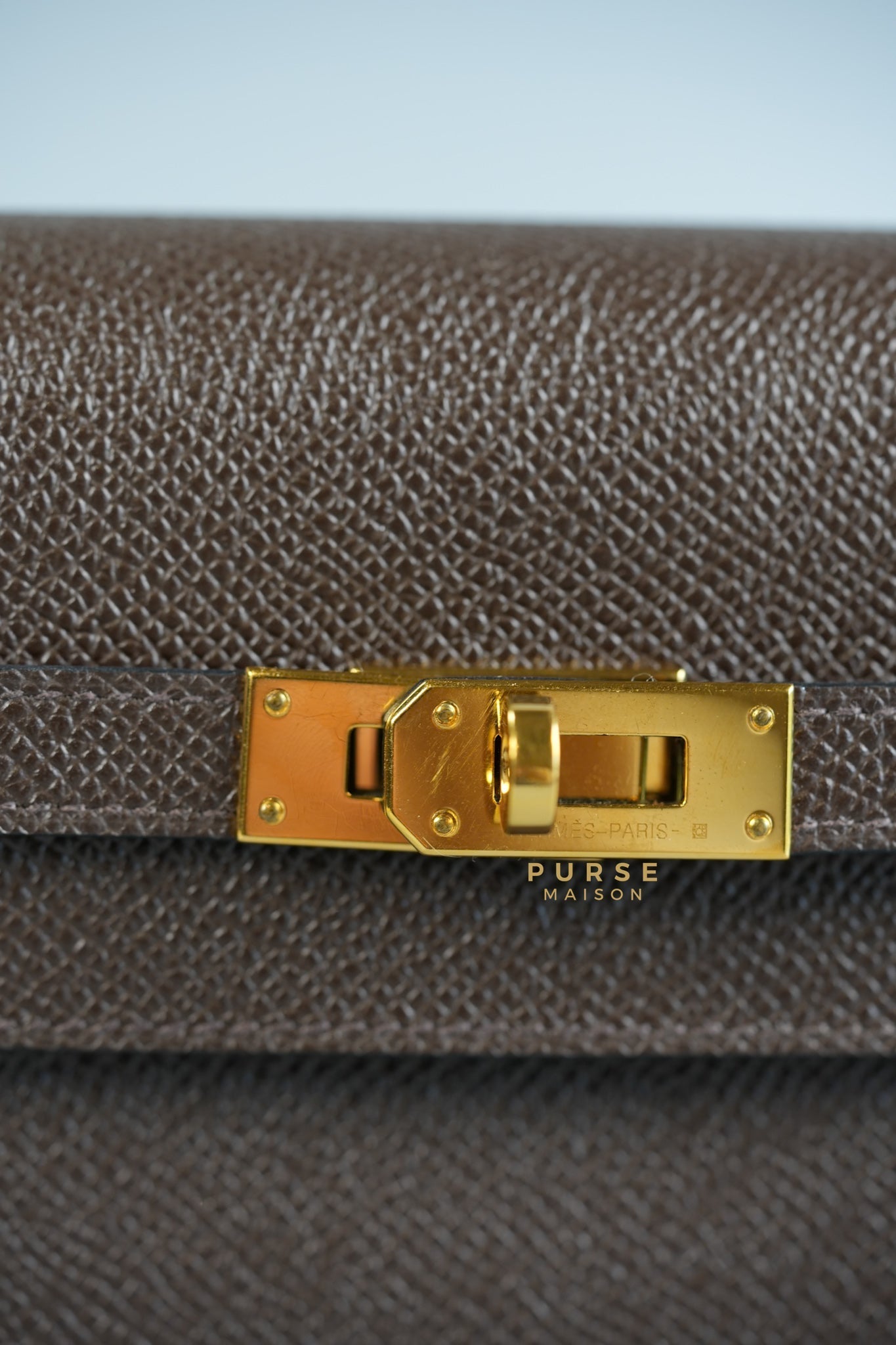 Kelly Wallet To Go Chocolate Brown Epsom Leather & Gold Hardware Stamp U (2022) | Purse Maison Luxury Bags Shop