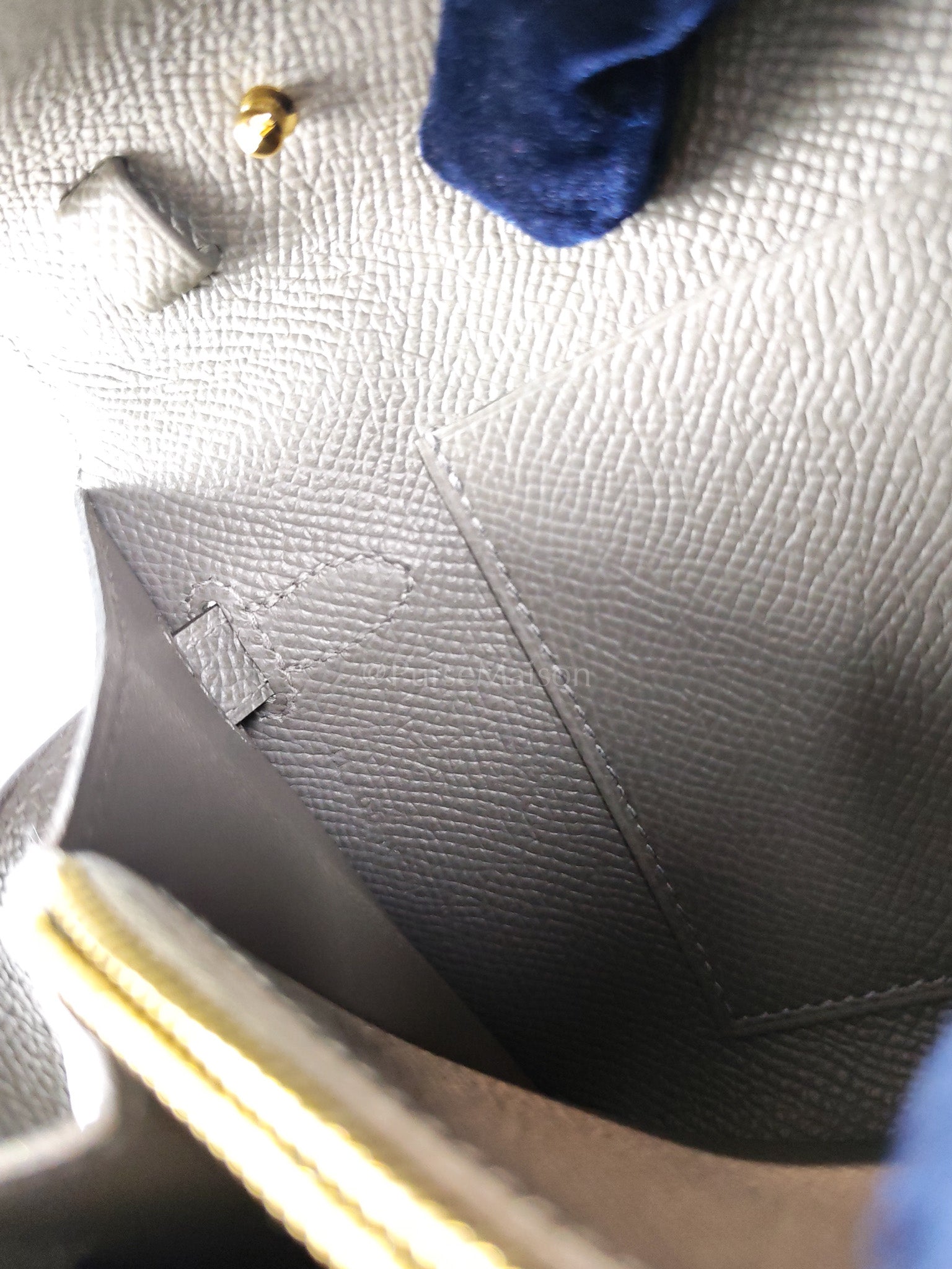 Kelly To Go Gris Meyer in Epsom Leather and Gold Hardware Stamp U (2022) | Purse Maison Luxury Bags Shop