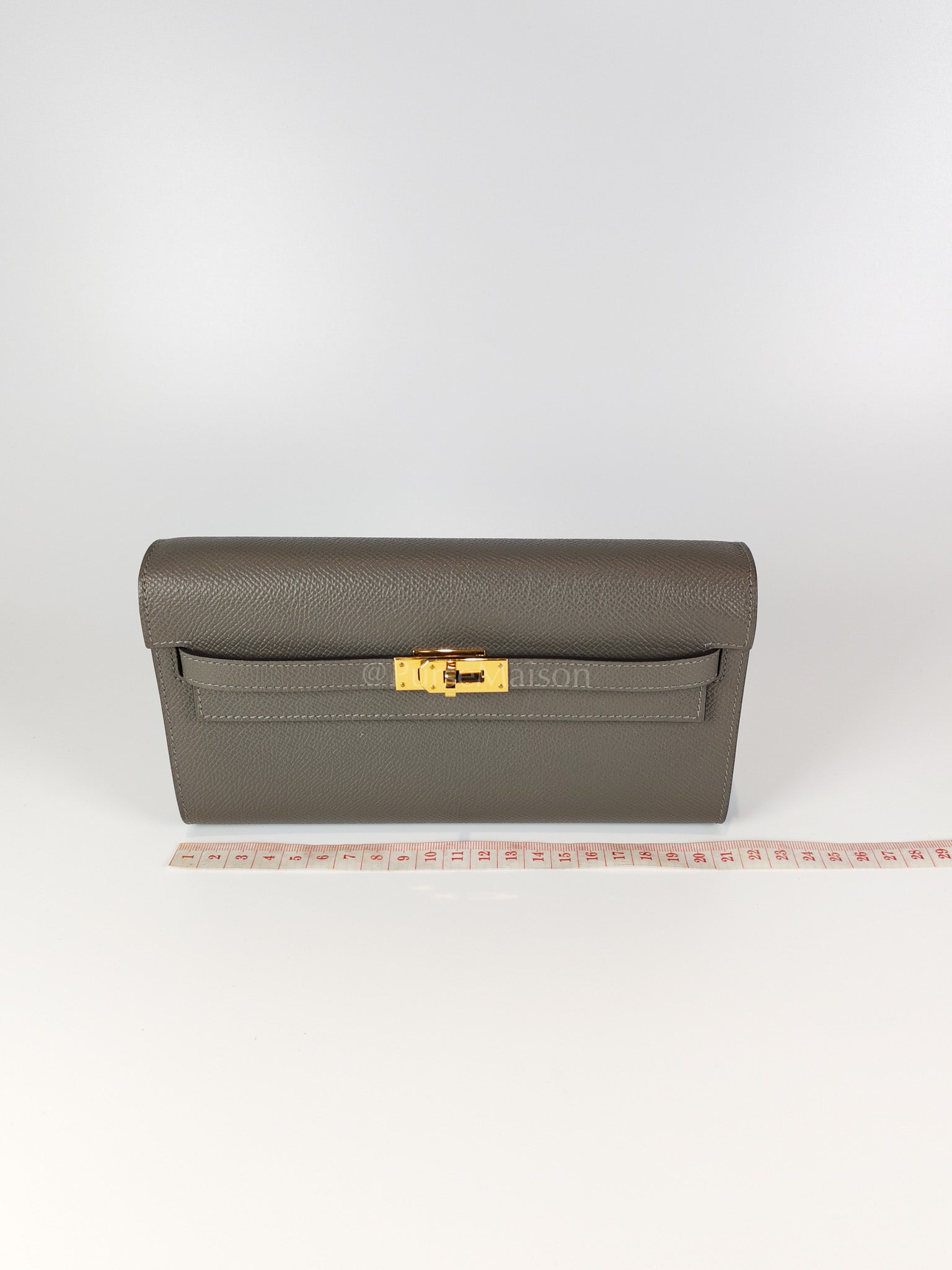 Kelly To Go Gris Meyer in Epsom Leather and Gold Hardware Stamp U (2022) | Purse Maison Luxury Bags Shop