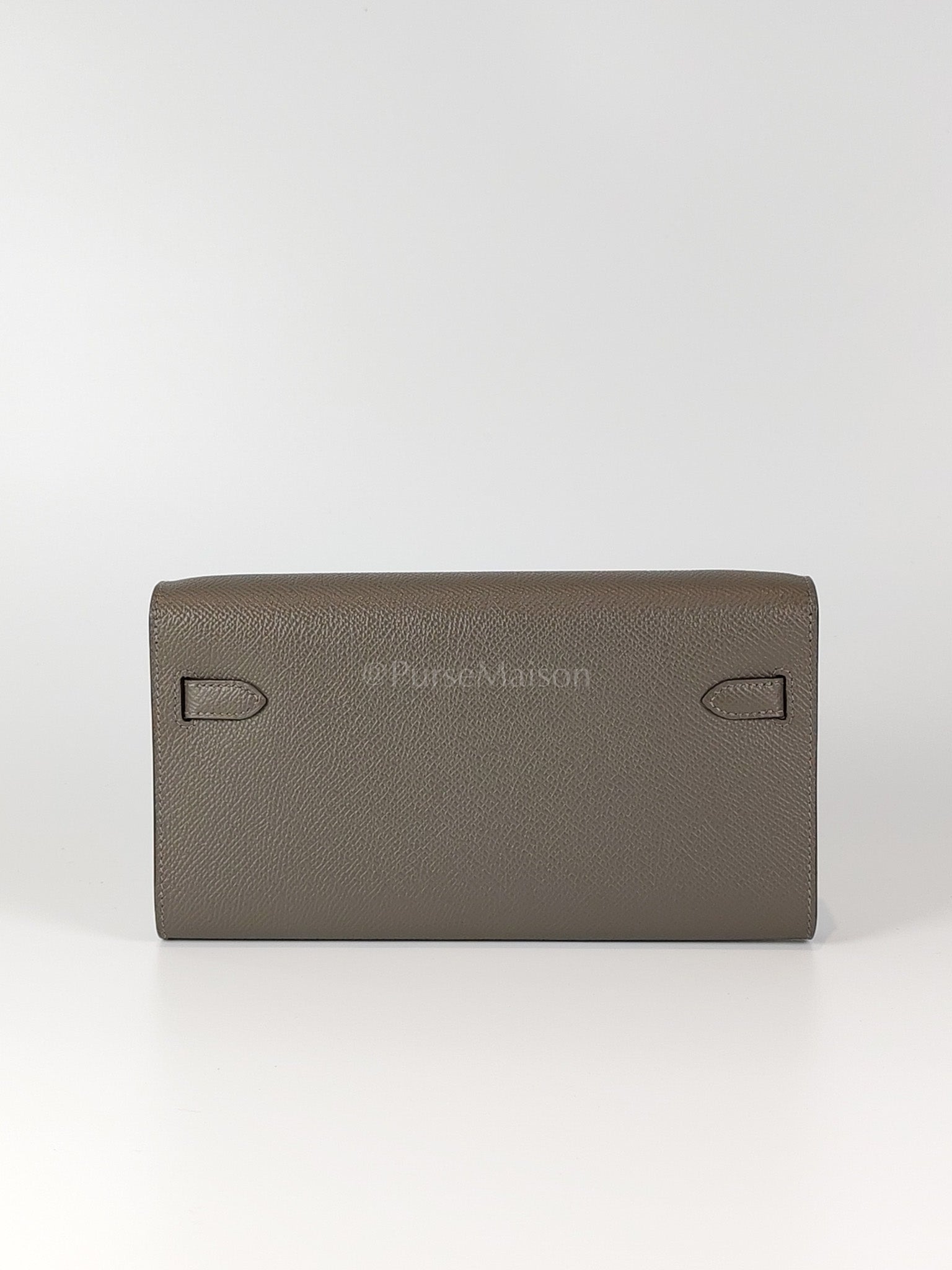 Kelly To Go Gris Meyer in Epsom Leather and Gold Hardware Stamp U (2022) | Purse Maison Luxury Bags Shop