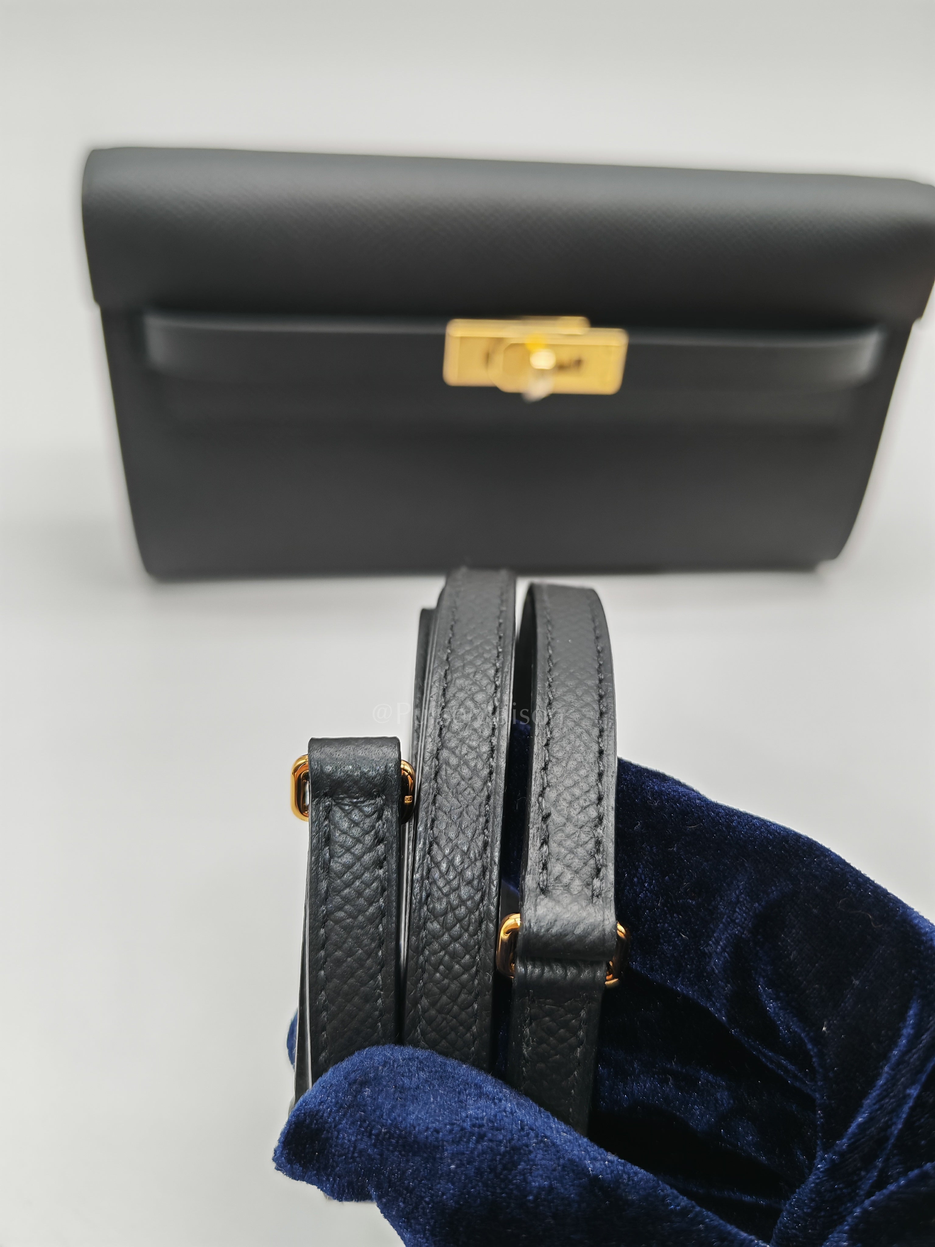 Kelly To Go in Black Epsom Leather & Gold Hardware Stamp G (2026) | Purse Maison Luxury Bags Shop