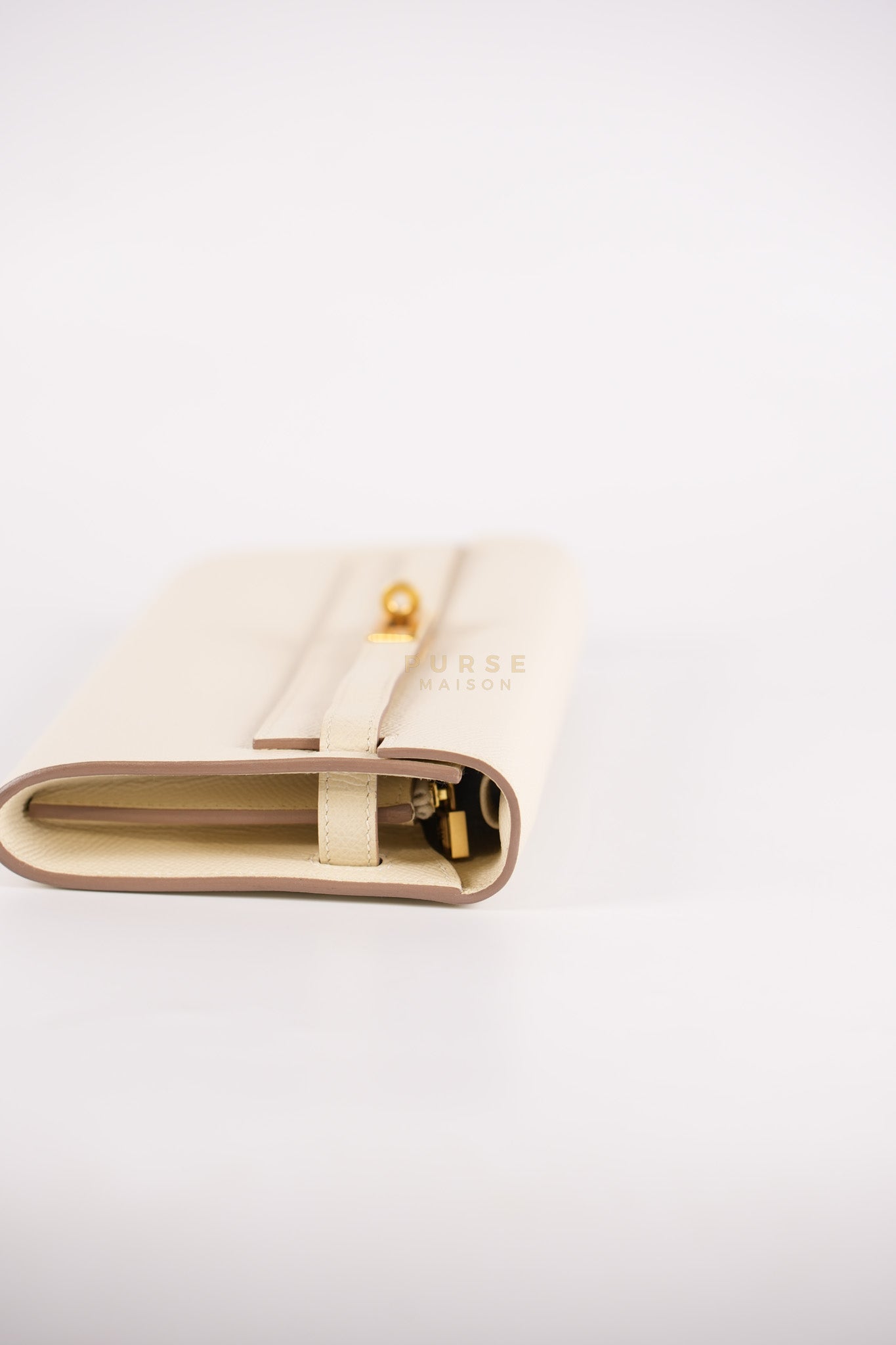 Kelly To Go in Craie Epsom Leather and Gold Hardware Stamp Y (2020) | Purse Maison Luxury Bags Shop