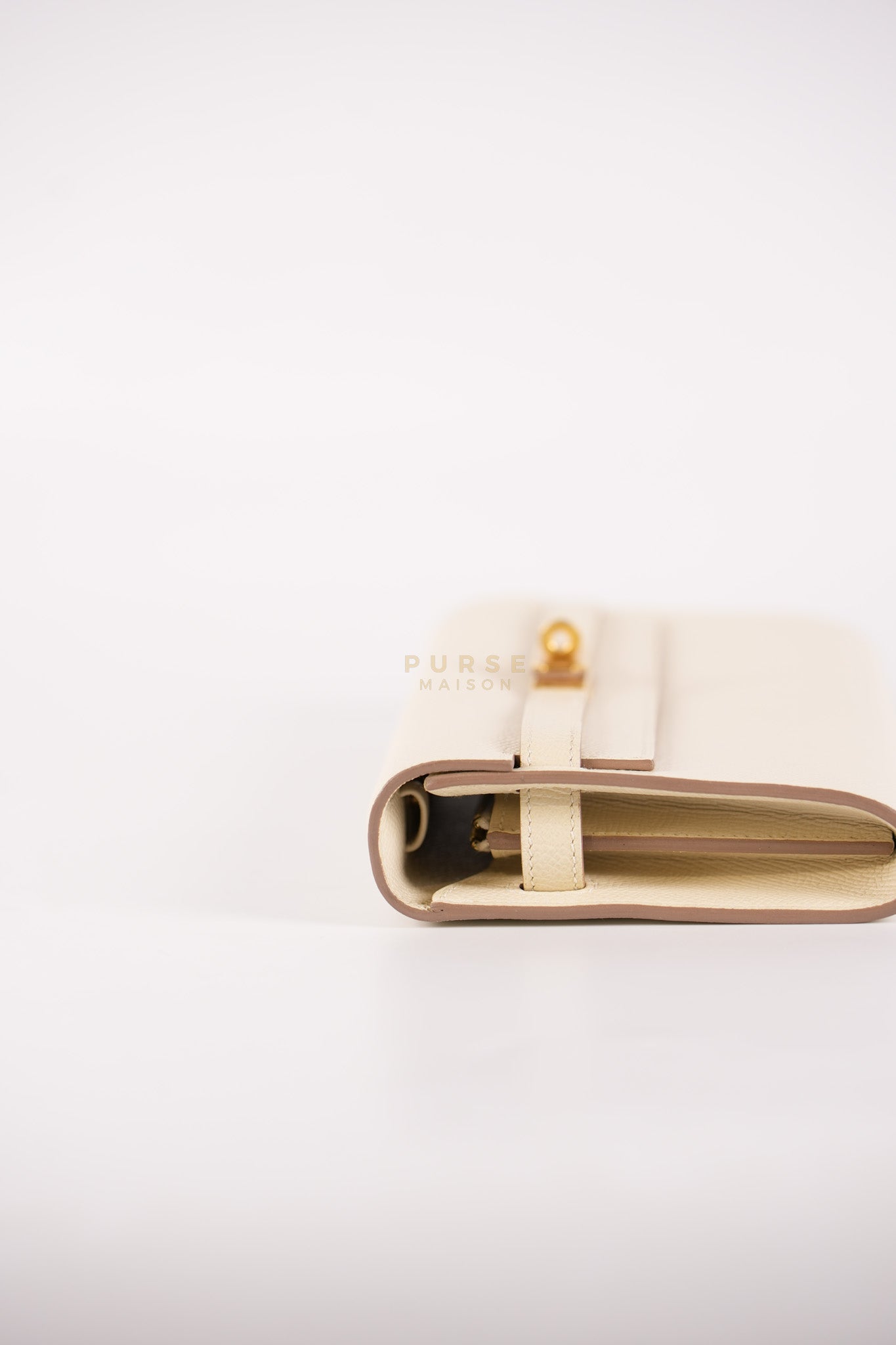 Kelly To Go in Craie Epsom Leather and Gold Hardware Stamp Y (2020) | Purse Maison Luxury Bags Shop