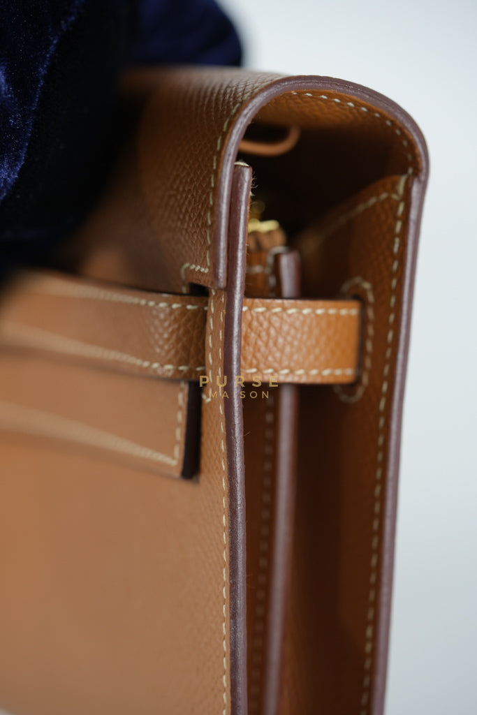 Kelly To Go in Gold Epsom Leather and Gold Hardware Stamp Y (2020) | Purse Maison Luxury Bags Shop