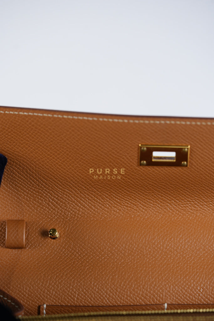 Kelly To Go in Gold Epsom Leather and Gold Hardware Stamp Y (2020) | Purse Maison Luxury Bags Shop