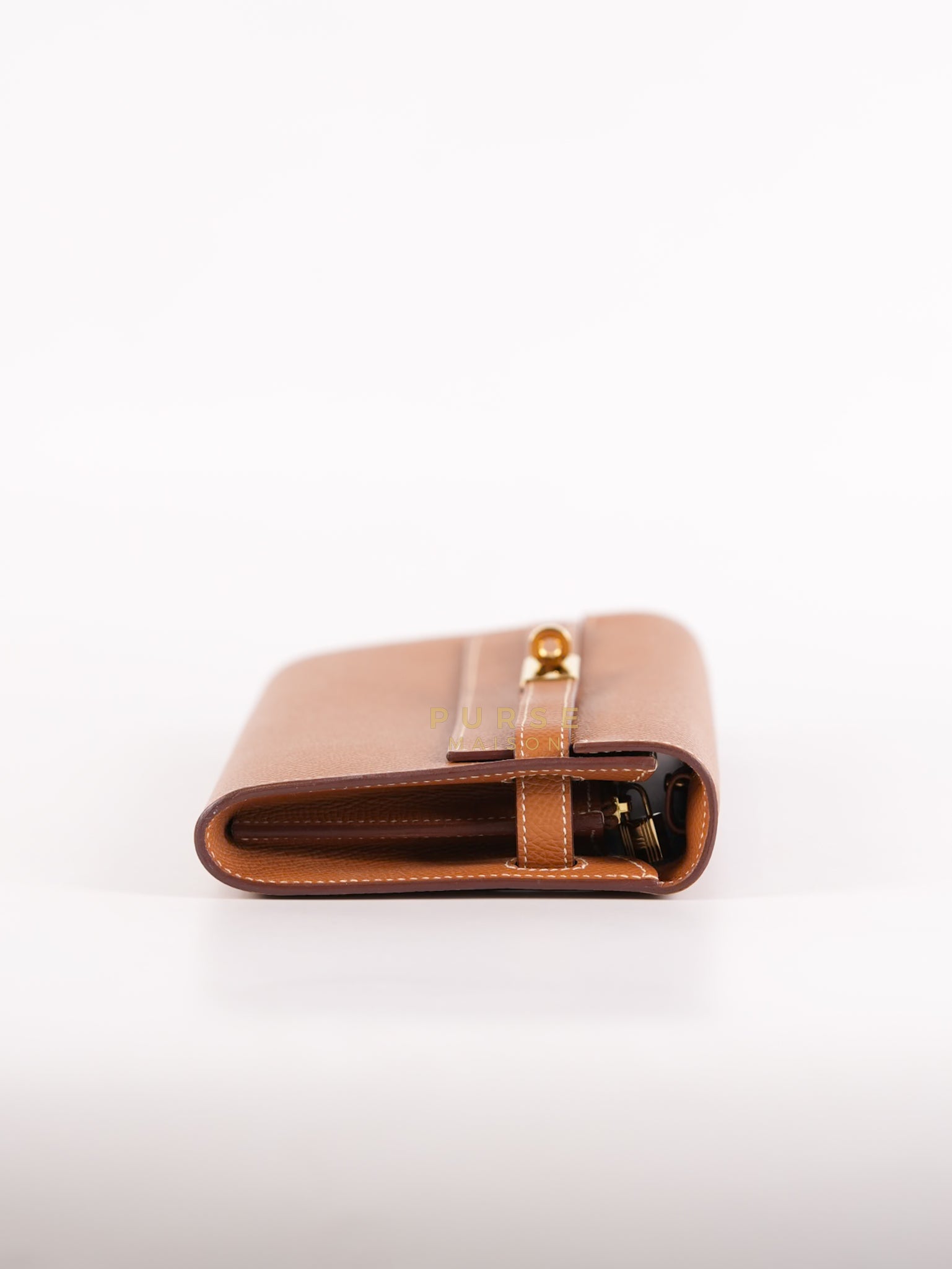 Kelly To Go in Gold Epsom Leather and Gold Hardware Stamp Y (2020) | Purse Maison Luxury Bags Shop