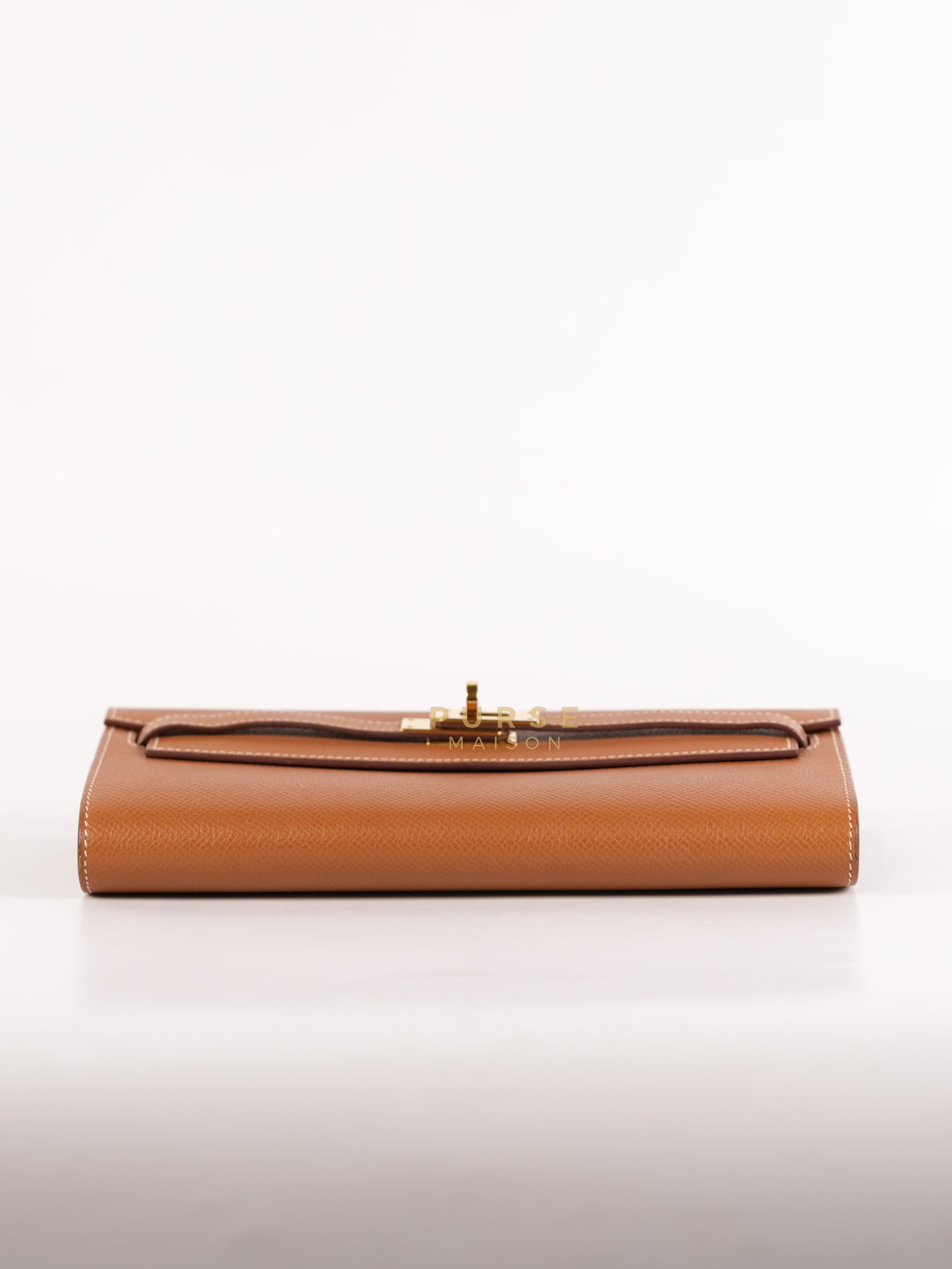 Kelly To Go in Gold Epsom Leather and Gold Hardware Stamp Y (2020) | Purse Maison Luxury Bags Shop