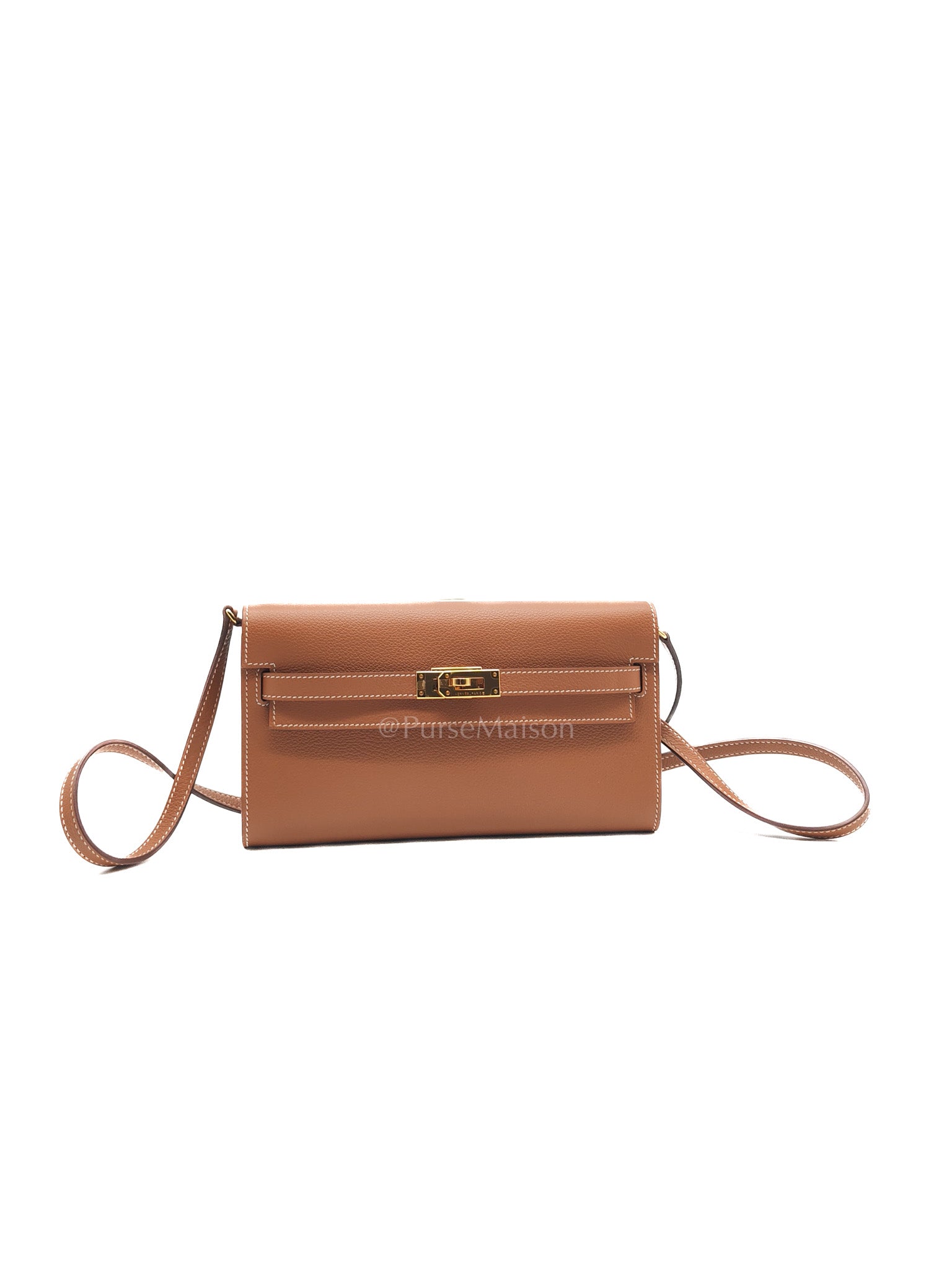 Kelly To Go in Gold Epsom Leather & Gold Hardware Stamp B (2023) | Purse Maison Luxury Bags Shop