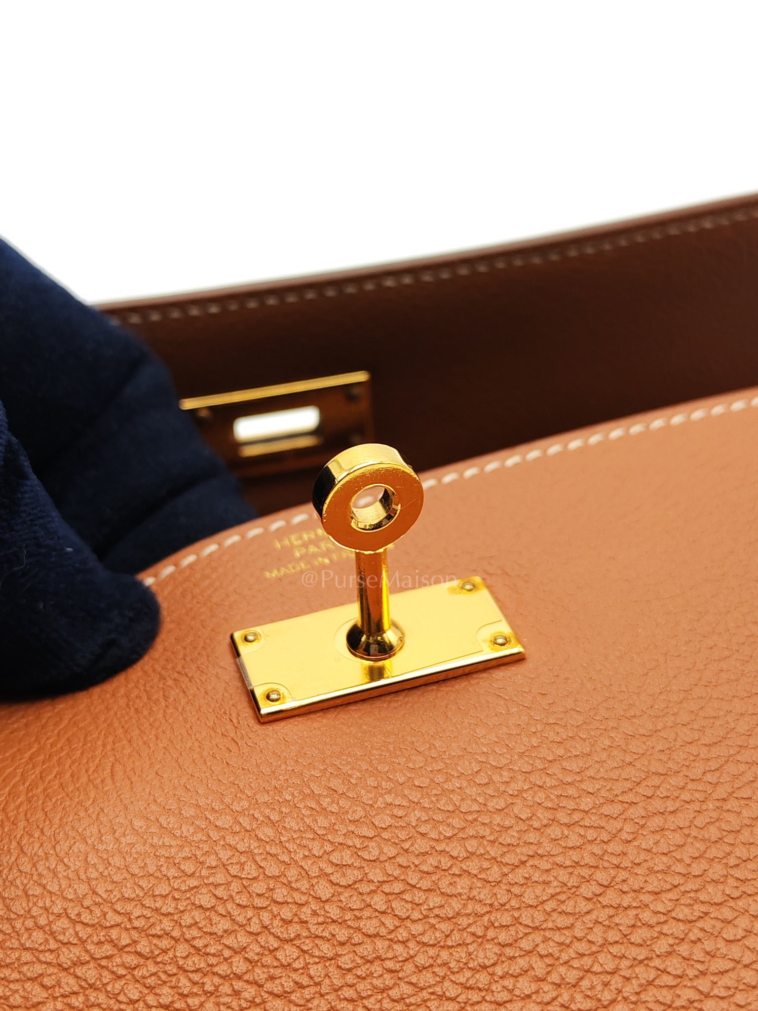 Kelly To Go in Gold Epsom Leather & Gold Hardware Stamp B (2023) | Purse Maison Luxury Bags Shop