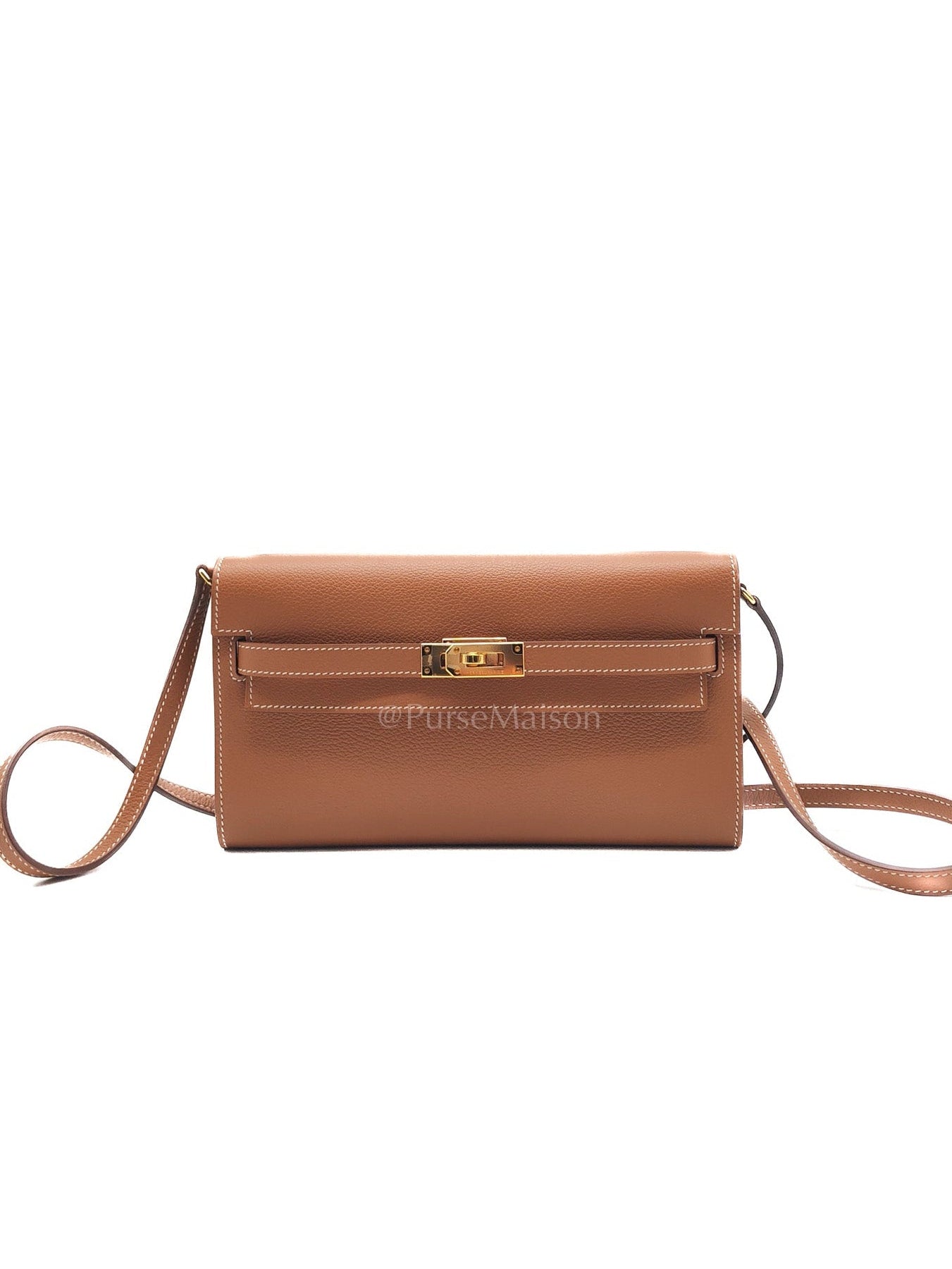 Kelly To Go in Gold Epsom Leather & Gold Hardware Stamp B (2023) | Purse Maison Luxury Bags Shop