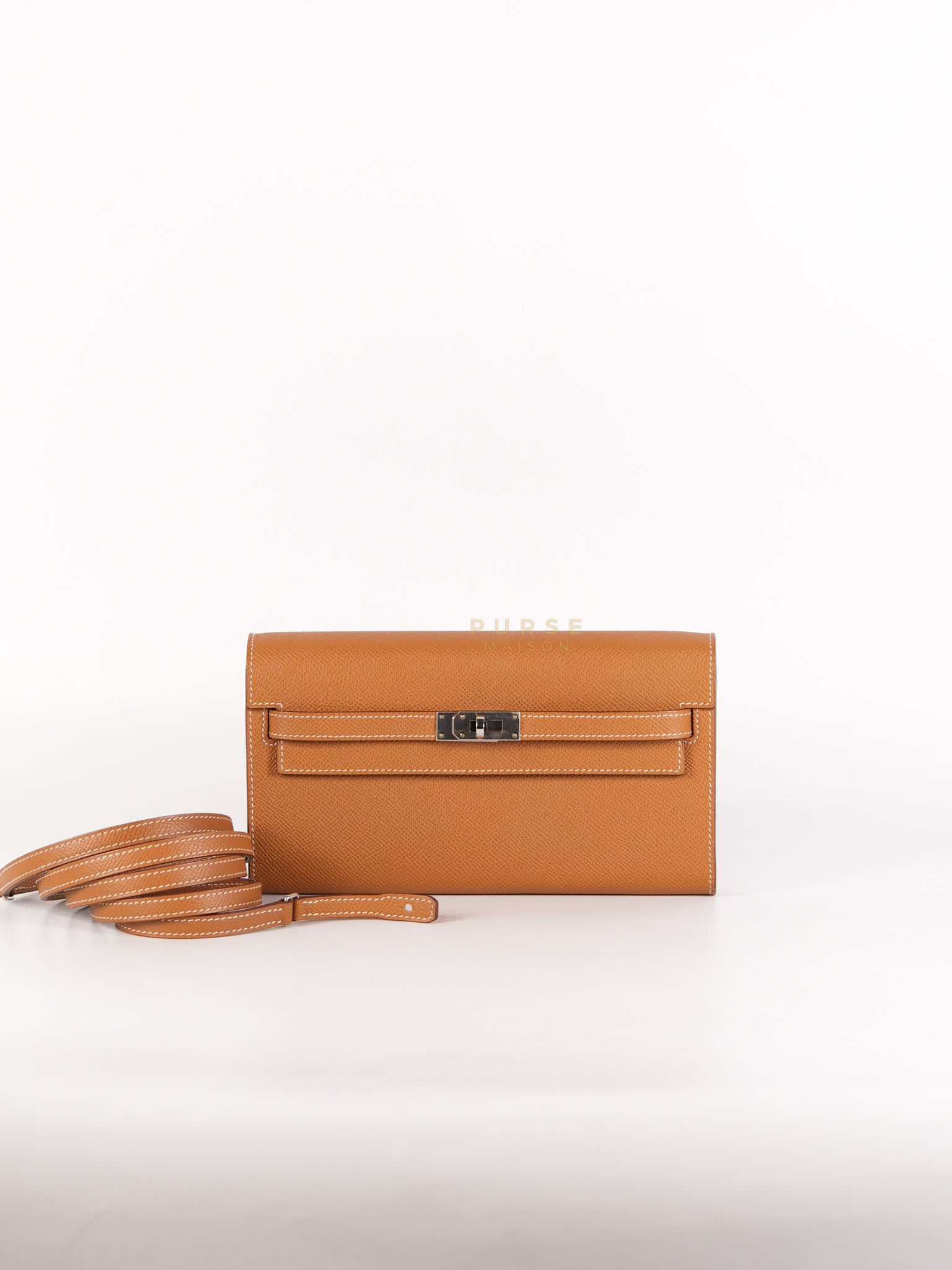 Kelly to Go in Gold Epsom Leather Palladium Hardware Stamp U(2022) | Purse Maison Luxury Bags Shop