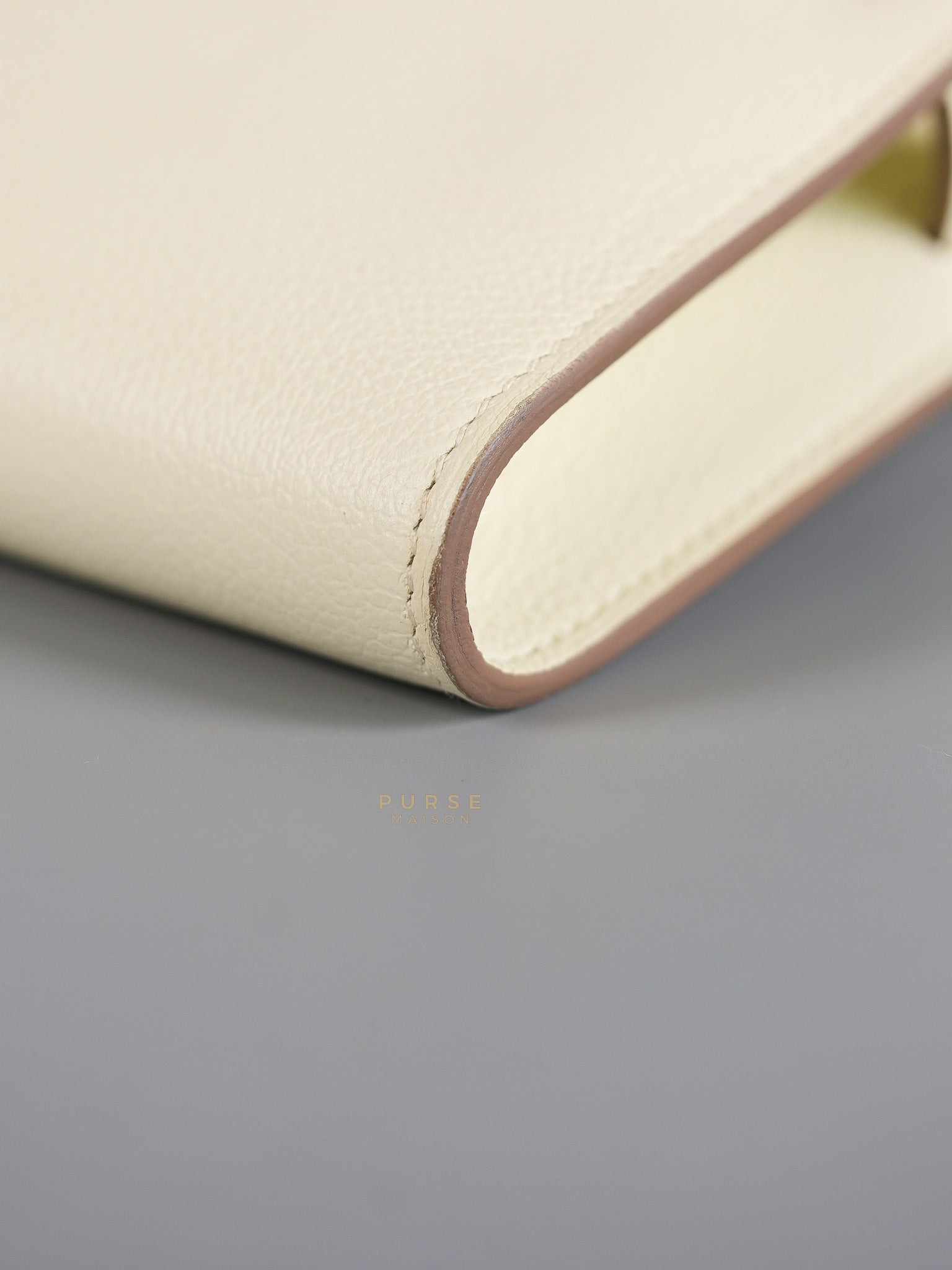 Kelly To Go in Mushroom Evercolor Leather with Gold Hardware Stamp B(2023) | Purse Maison Luxury Bags Shop
