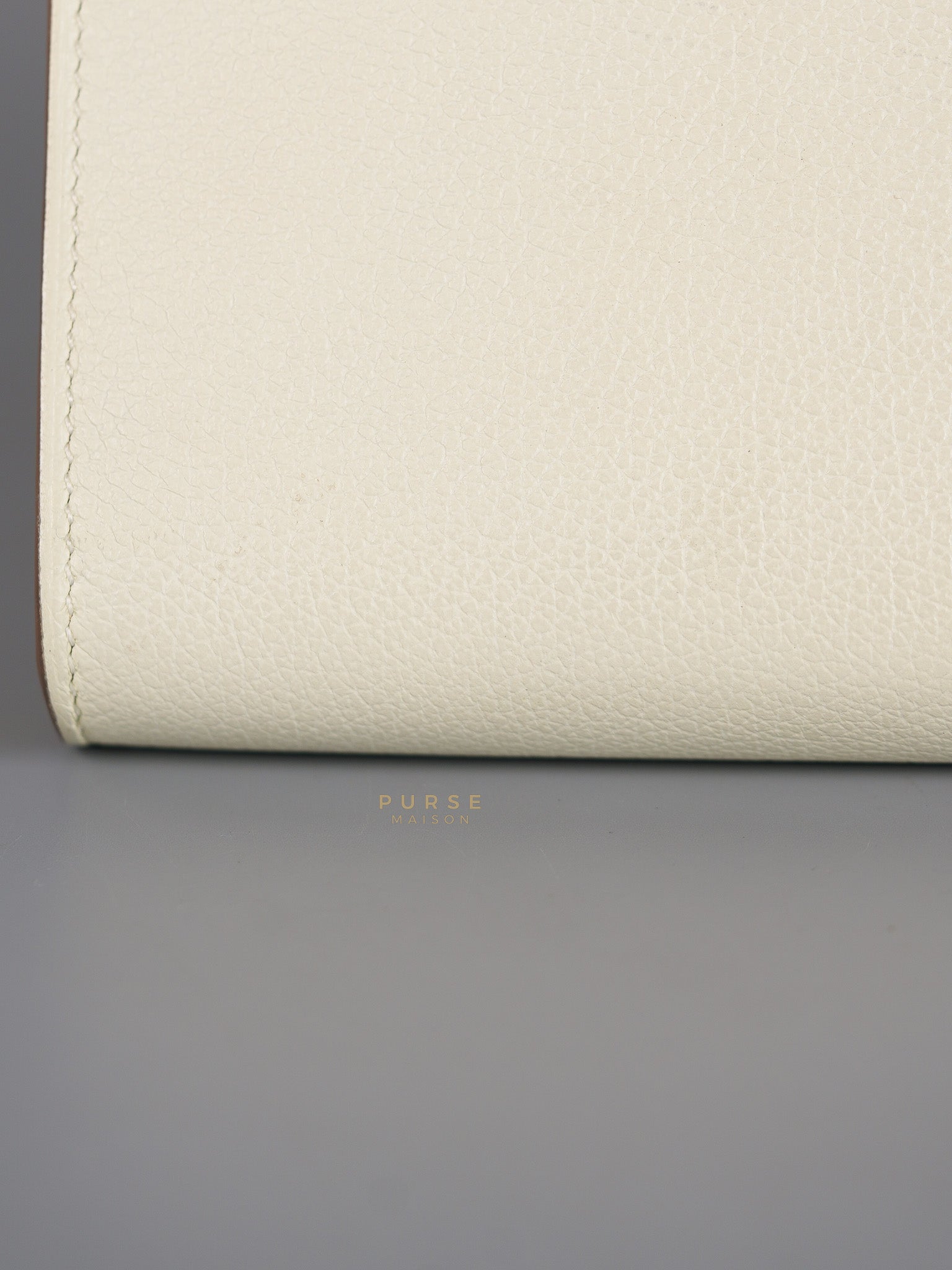 Kelly To Go in Mushroom Evercolor Leather with Gold Hardware Stamp B(2023) | Purse Maison Luxury Bags Shop