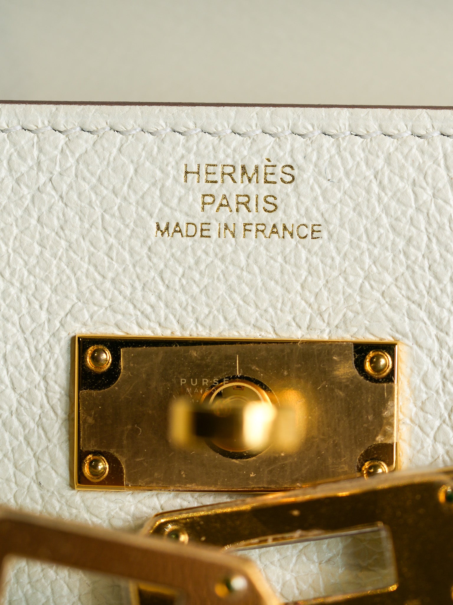 Kelly To Go in Mushroom Evercolor Leather with Gold Hardware Stamp B(2023) | Purse Maison Luxury Bags Shop