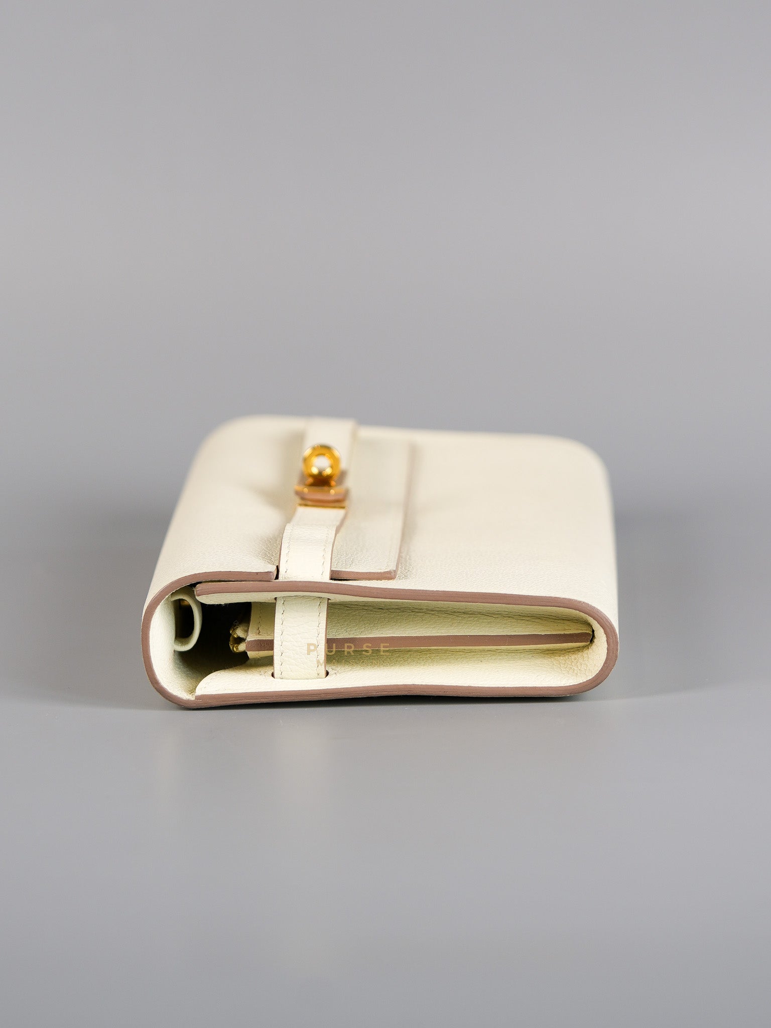 Kelly To Go in Mushroom Evercolor Leather with Gold Hardware Stamp B(2023) | Purse Maison Luxury Bags Shop