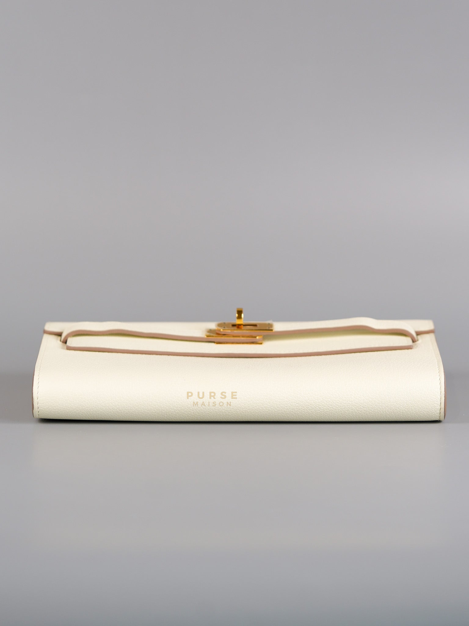 Kelly To Go in Mushroom Evercolor Leather with Gold Hardware Stamp B(2023) | Purse Maison Luxury Bags Shop