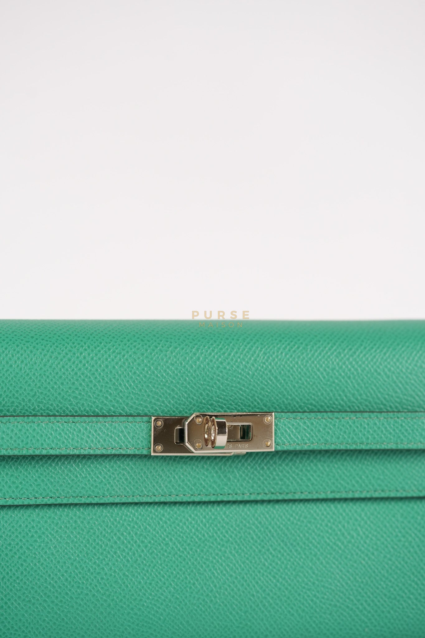 Kelly To Go in Vert(Green) Epsom Leather & Palladium Hardware Stamp Y(2020) | Purse Maison Luxury Bags Shop