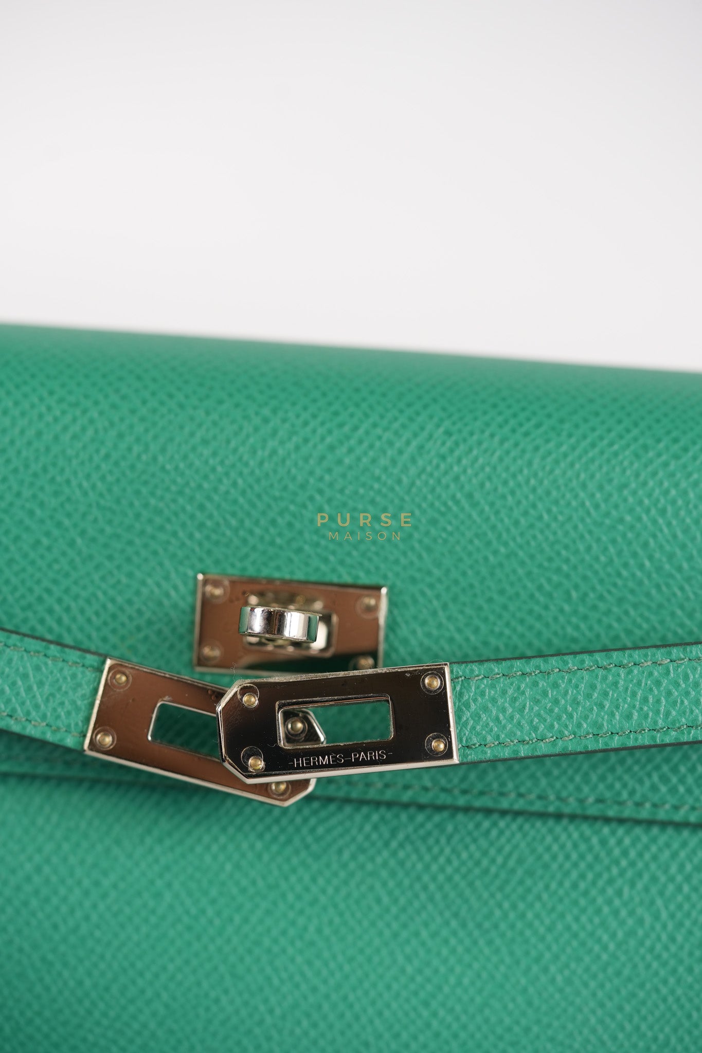 Kelly To Go in Vert(Green) Epsom Leather & Palladium Hardware Stamp Y(2020) | Purse Maison Luxury Bags Shop
