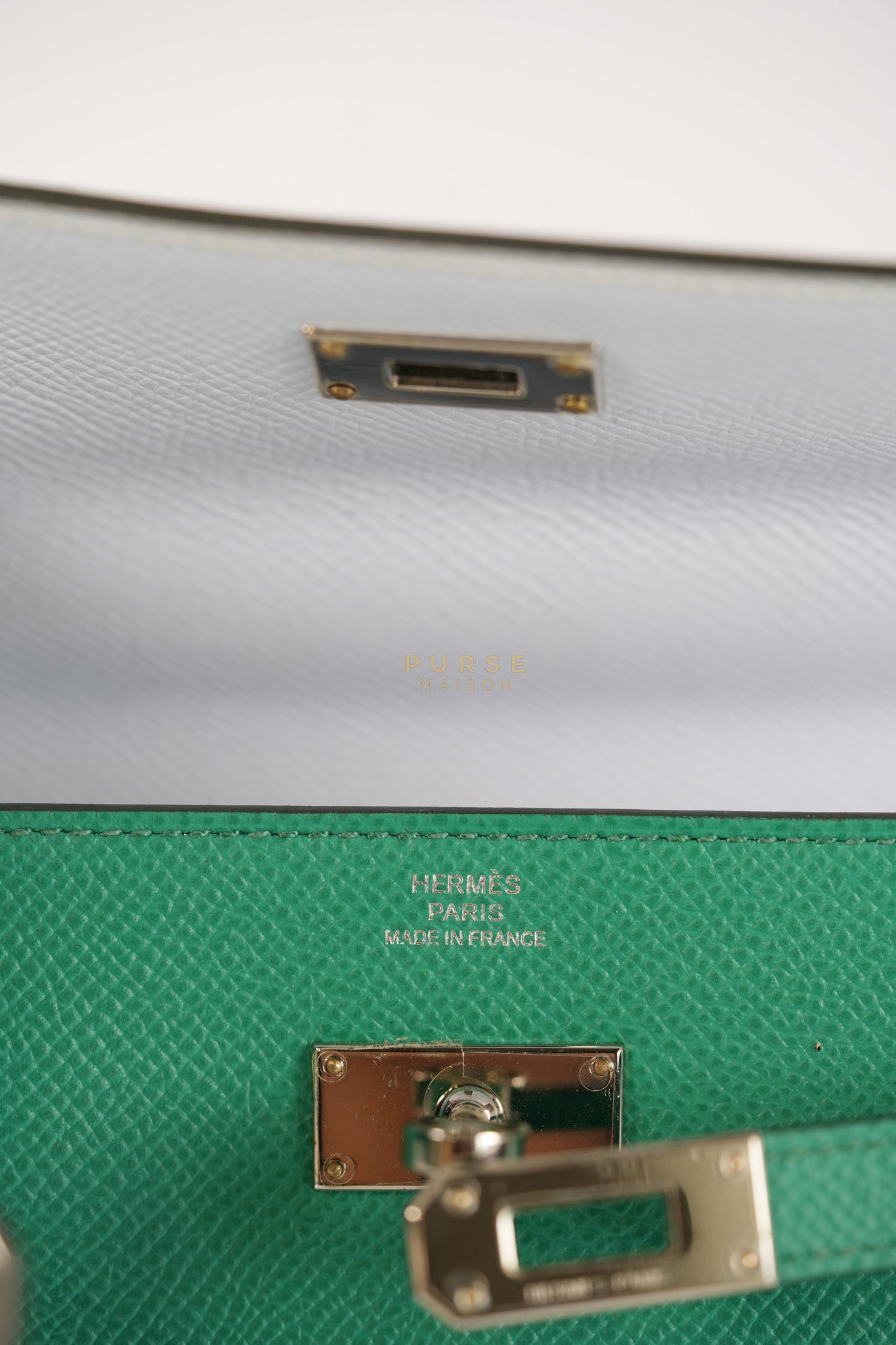 Kelly To Go in Vert(Green) Epsom Leather & Palladium Hardware Stamp Y(2020) | Purse Maison Luxury Bags Shop