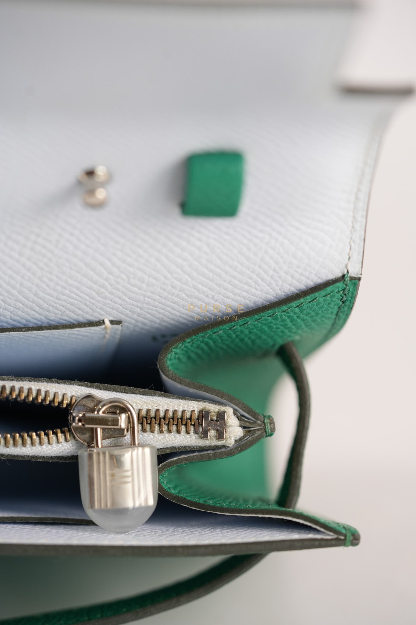 Kelly To Go in Vert(Green) Epsom Leather & Palladium Hardware Stamp Y(2020) | Purse Maison Luxury Bags Shop