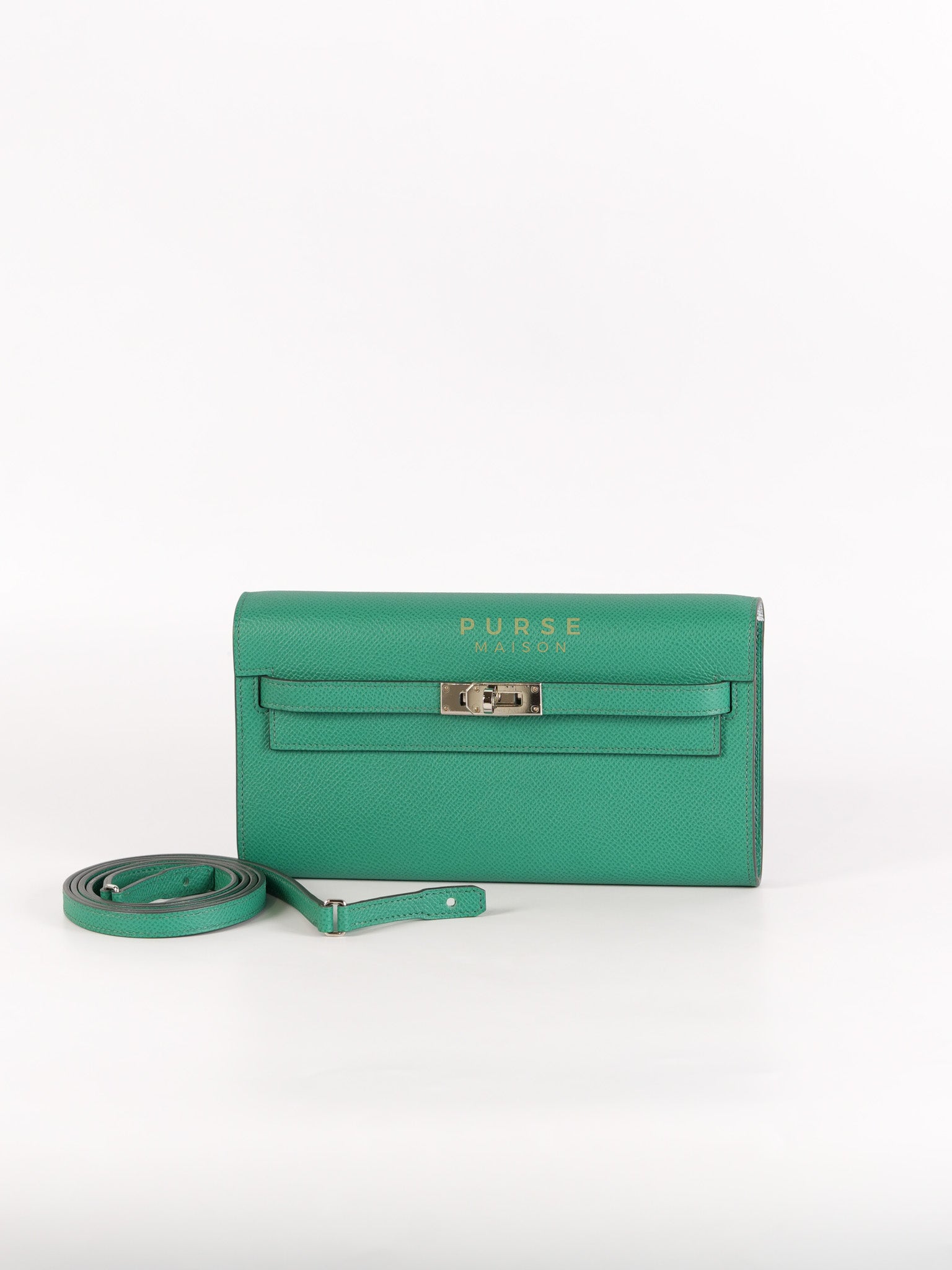 Kelly To Go in Vert(Green) Epsom Leather & Palladium Hardware Stamp Y(2020) | Purse Maison Luxury Bags Shop
