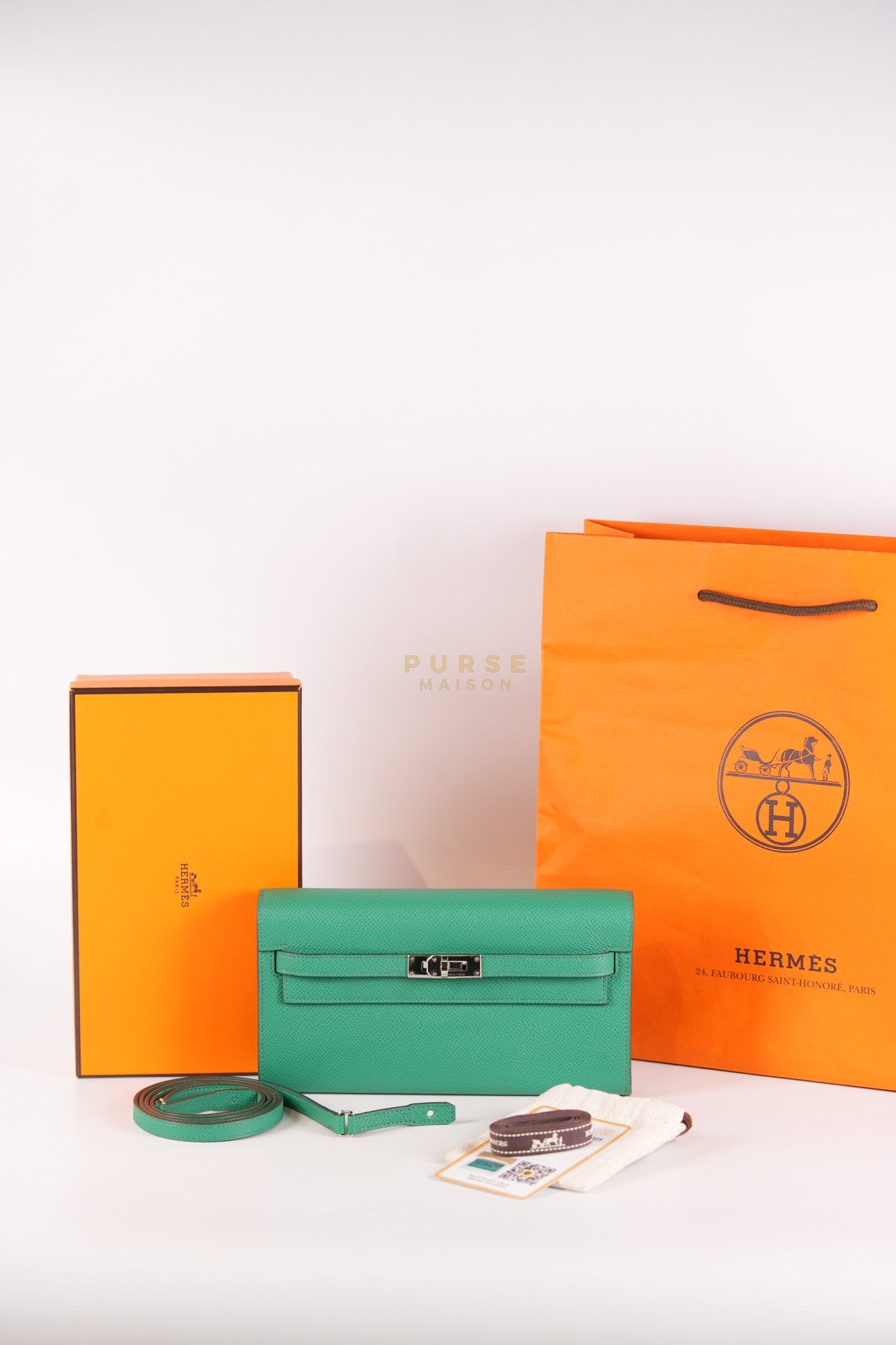 Kelly To Go in Vert(Green) Epsom Leather & Palladium Hardware Stamp Y(2020) | Purse Maison Luxury Bags Shop