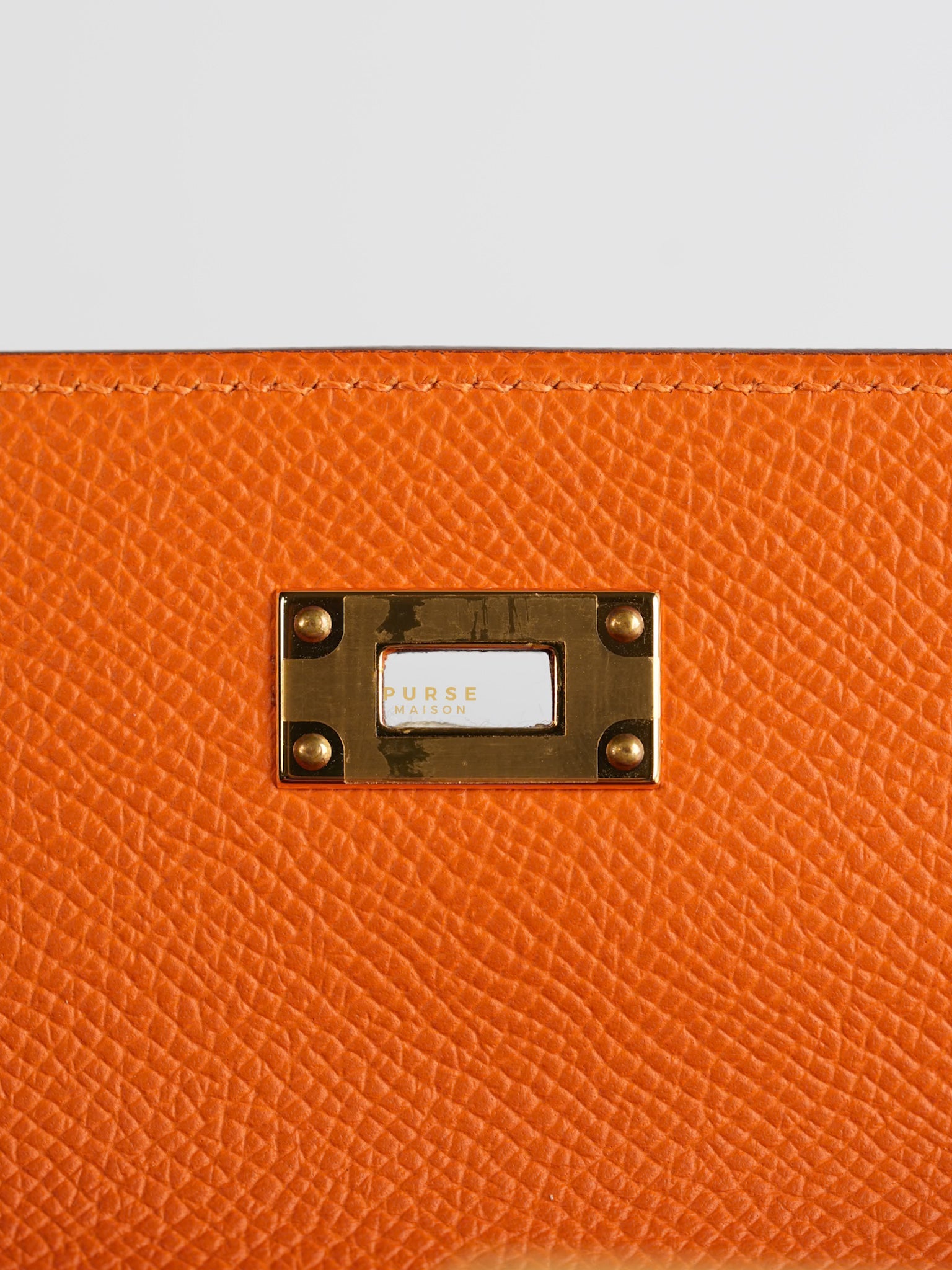 Kelly To Go Orange Veau Epsom Leather & Gold Hardware Stamp U (2022) | Purse Maison Luxury Bags Shop