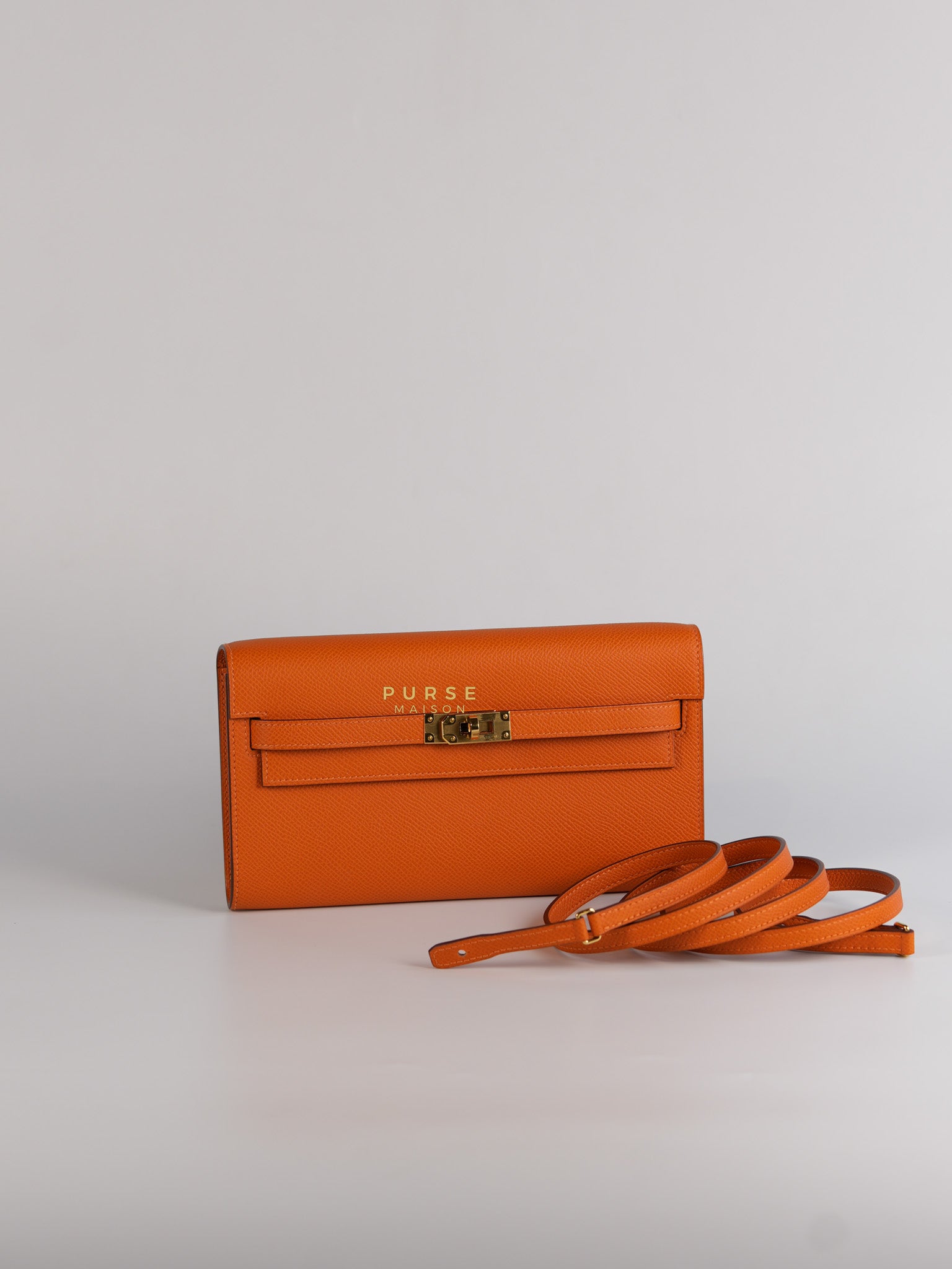 Kelly To Go Orange Veau Epsom Leather & Gold Hardware Stamp U (2022) | Purse Maison Luxury Bags Shop