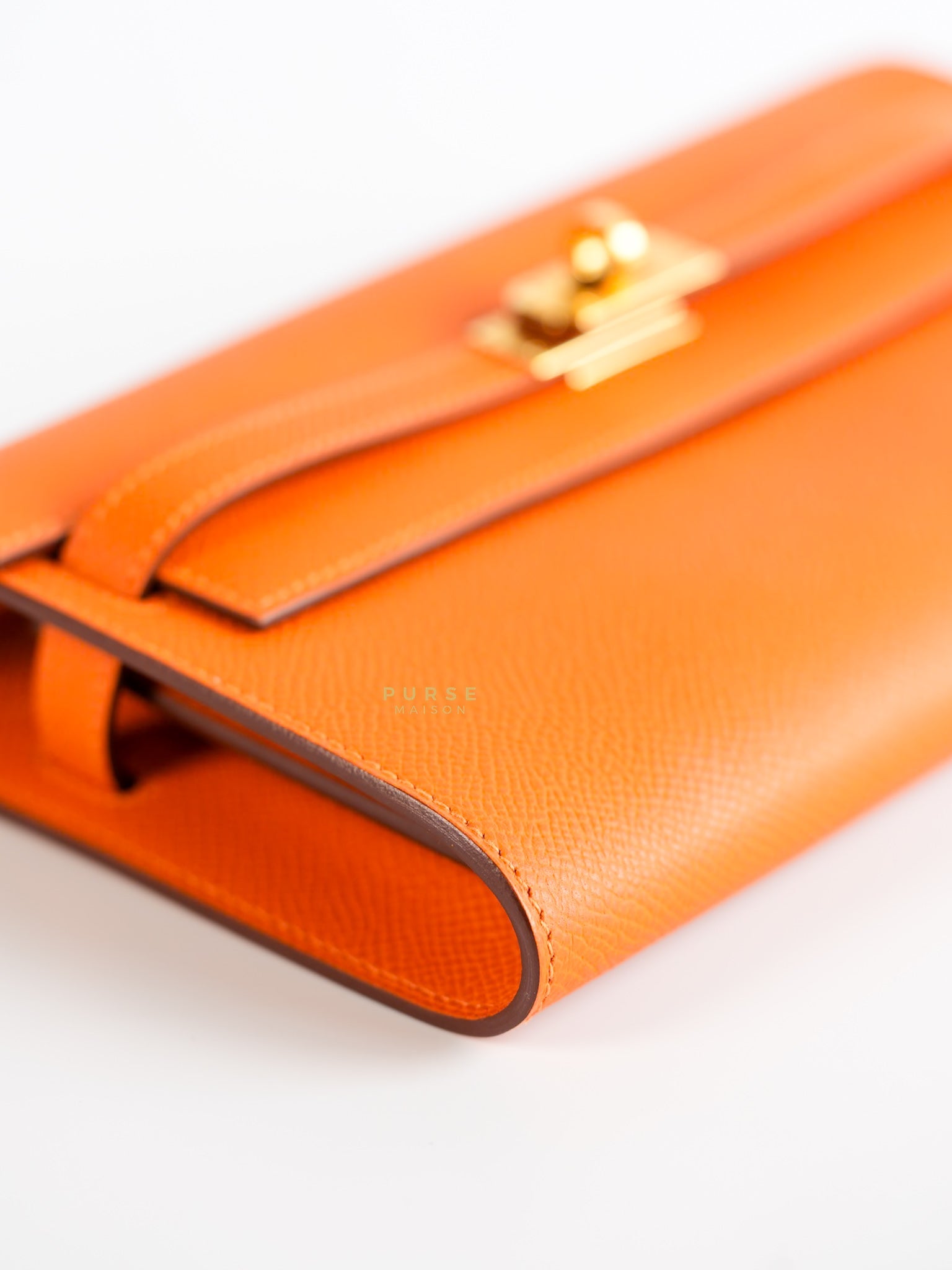 Kelly To Go Orange Veau Epsom Leather & Gold Hardware Stamp U (2022) | Purse Maison Luxury Bags Shop