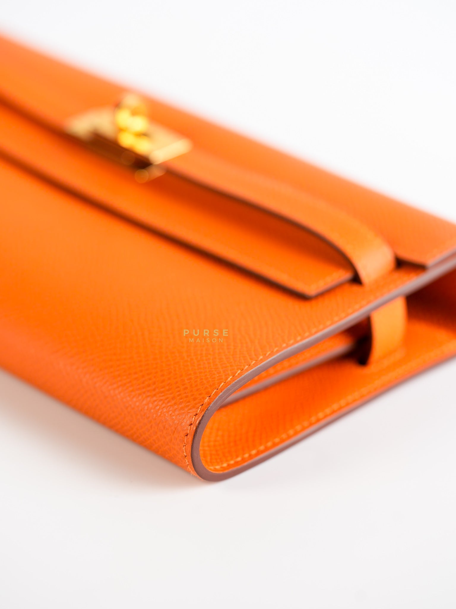 Kelly To Go Orange Veau Epsom Leather & Gold Hardware Stamp U (2022) | Purse Maison Luxury Bags Shop