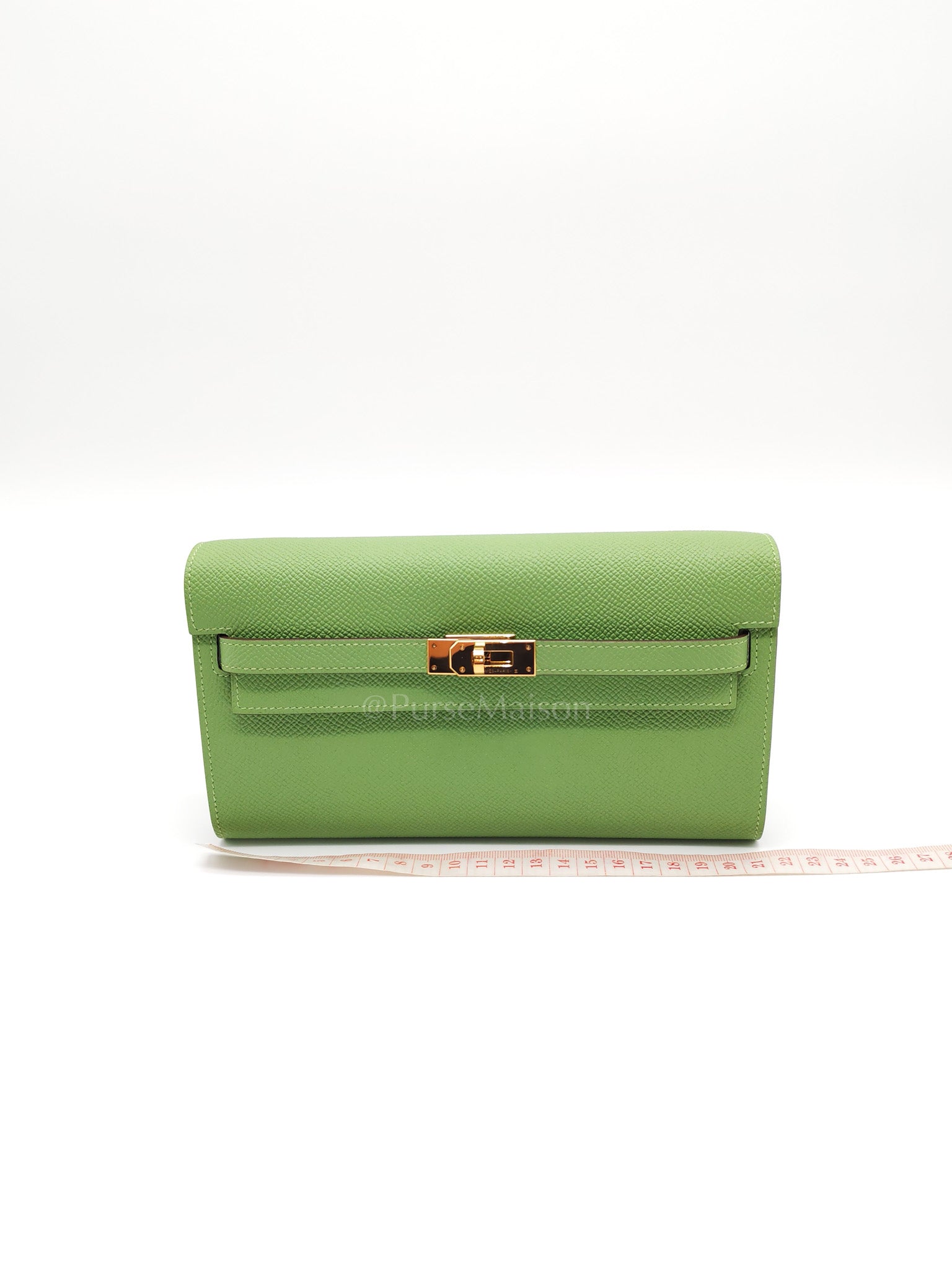 Kelly To Go Vert Criquet and Blue Brume Interior in Epsom Leather and Gold Hardware Stamp Y (2020) | Purse Maison Luxury Bags Shop
