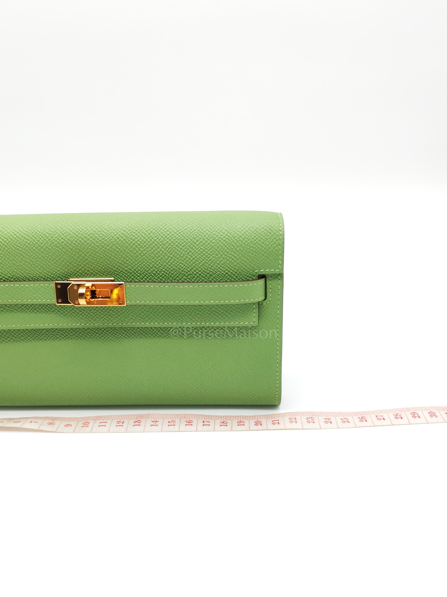 Kelly To Go Vert Criquet and Blue Brume Interior in Epsom Leather and Gold Hardware Stamp Y (2020) | Purse Maison Luxury Bags Shop