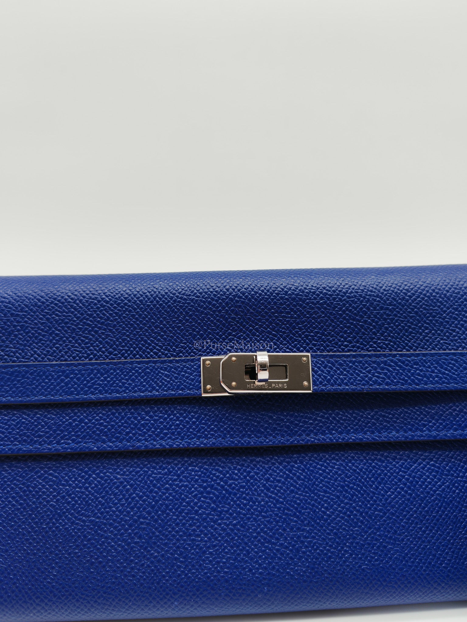 Kelly Wallet in Epsom Leather and Palladium Hardware Stamp Square R (2014) | Purse Maison Luxury Bags Shop