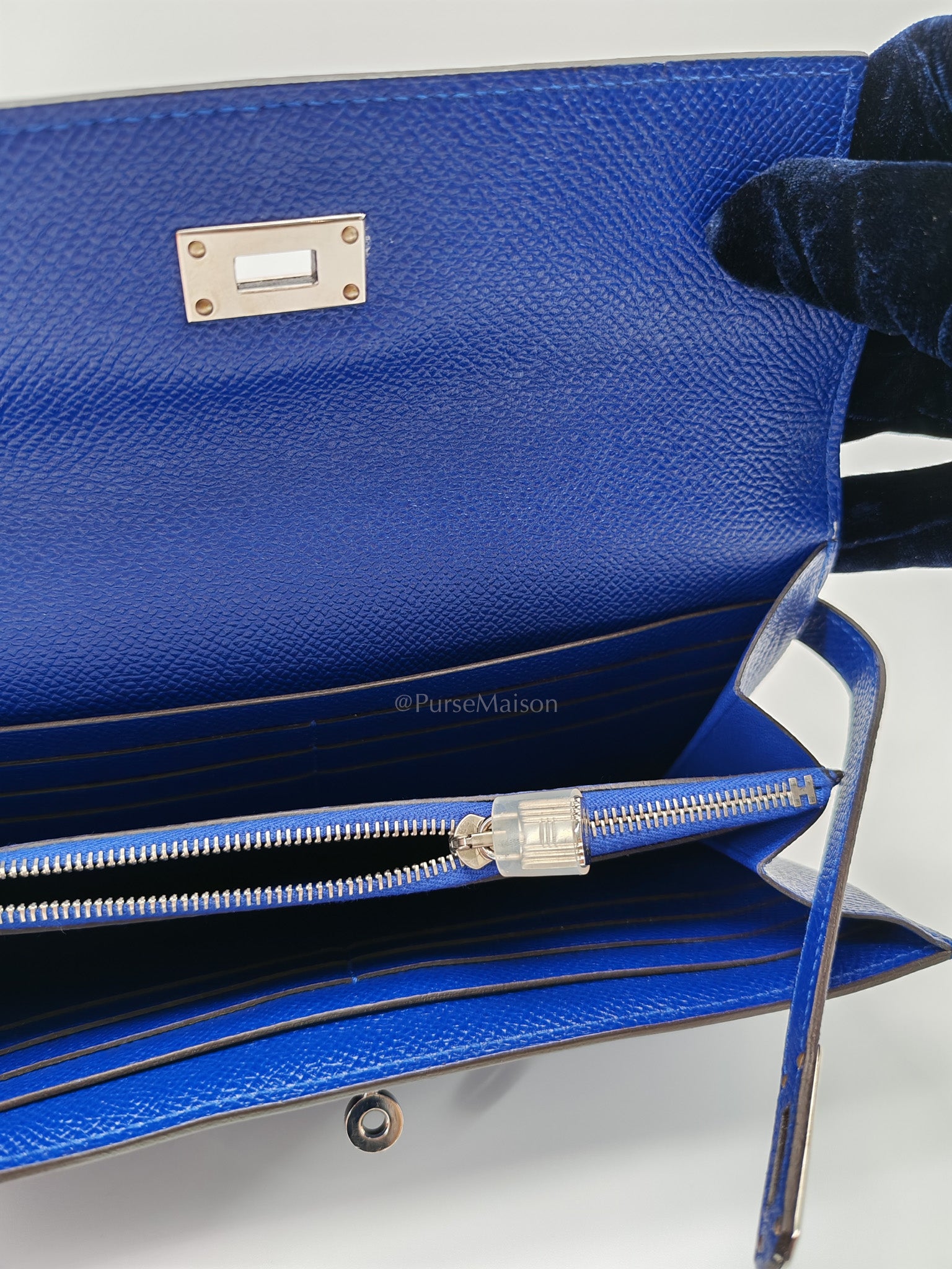 Kelly Wallet in Epsom Leather and Palladium Hardware Stamp Square R (2014) | Purse Maison Luxury Bags Shop