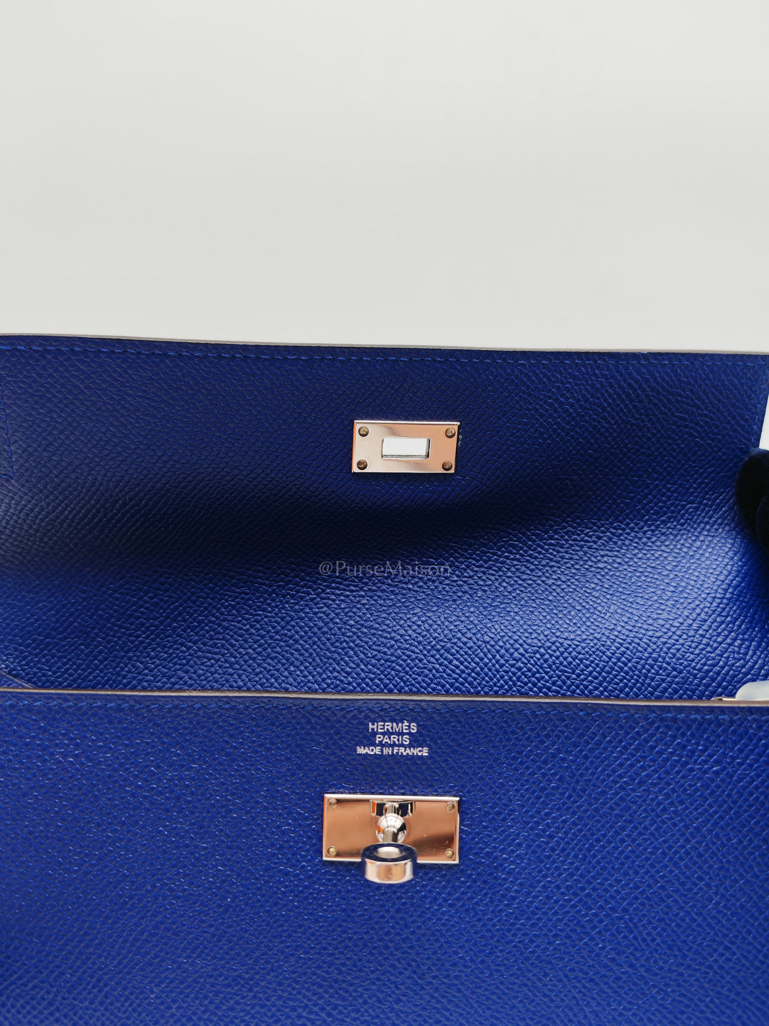 Kelly Wallet in Epsom Leather and Palladium Hardware Stamp Square R (2014) | Purse Maison Luxury Bags Shop