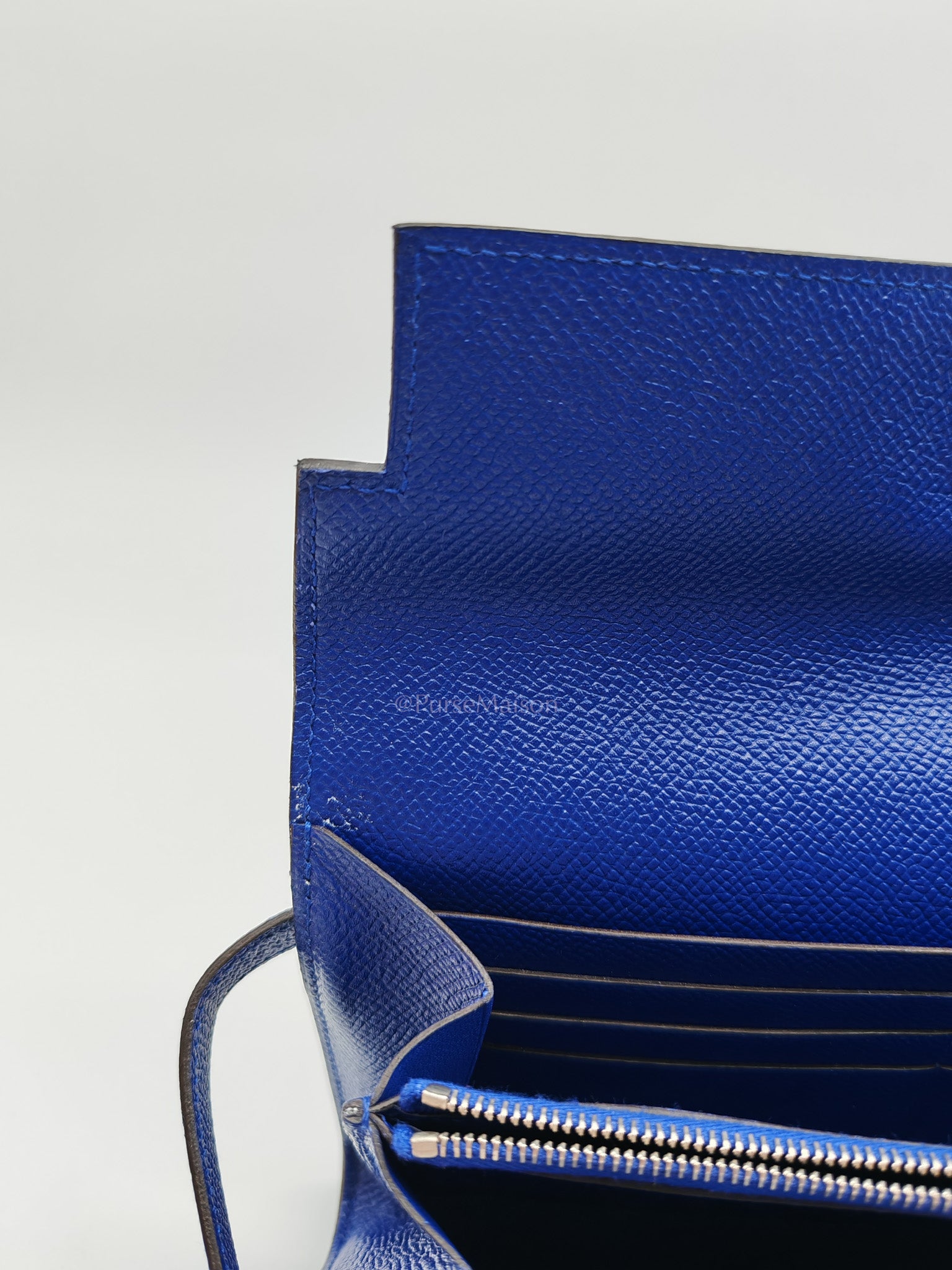 Kelly Wallet in Epsom Leather and Palladium Hardware Stamp Square R (2014) | Purse Maison Luxury Bags Shop