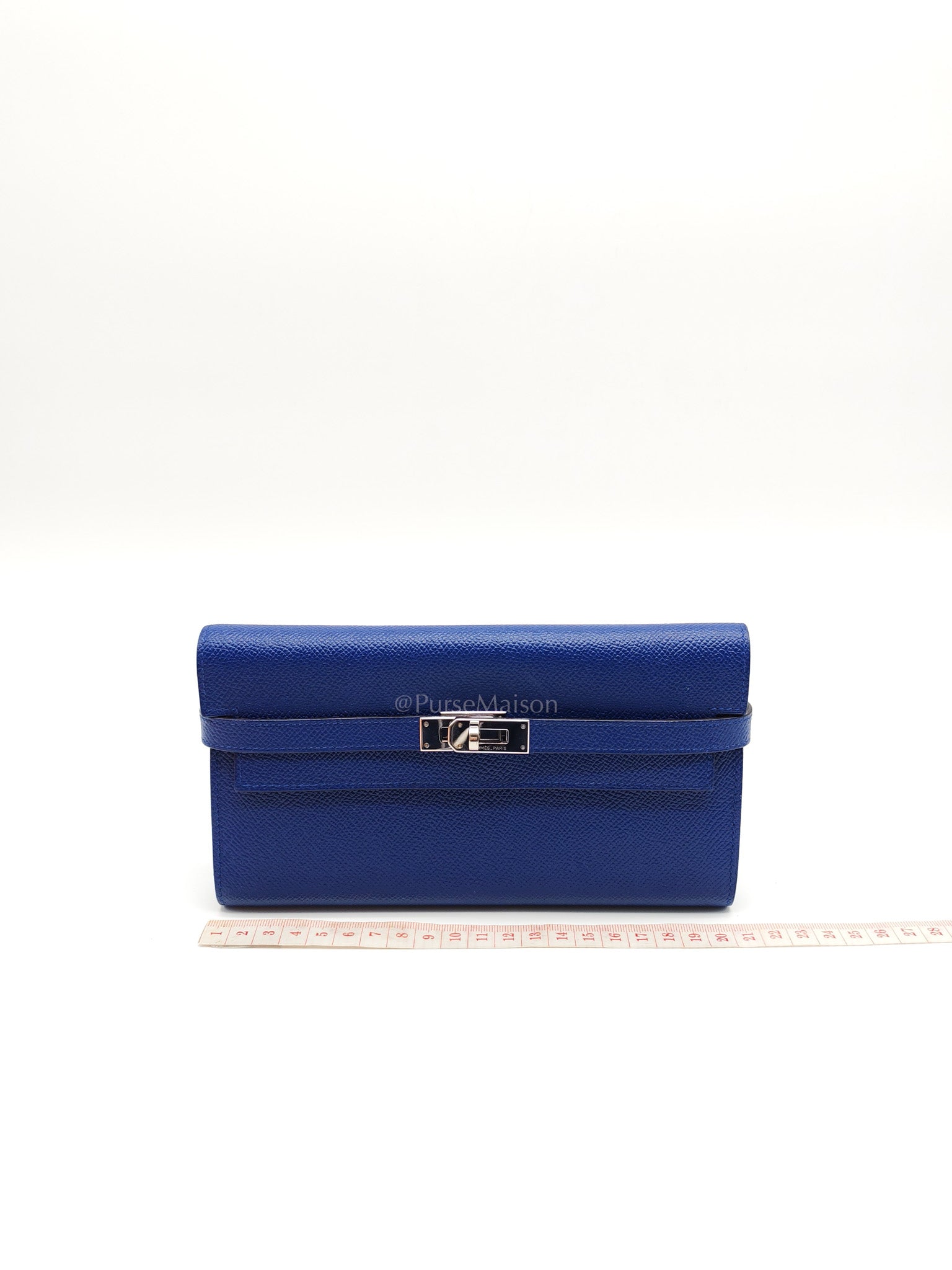 Kelly Wallet in Epsom Leather and Palladium Hardware Stamp Square R (2014) | Purse Maison Luxury Bags Shop