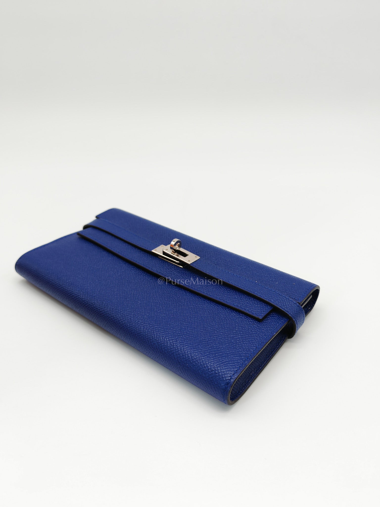 Kelly Wallet in Epsom Leather and Palladium Hardware Stamp Square R (2014) | Purse Maison Luxury Bags Shop